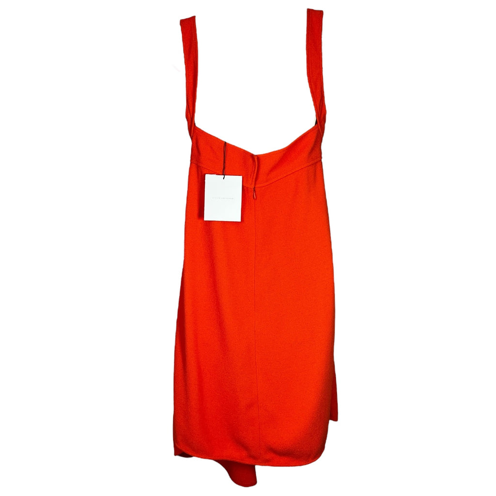 Victoria Beckham Orange Textured Sable Bustier Asymmetric Flare Mini Dress - UK12