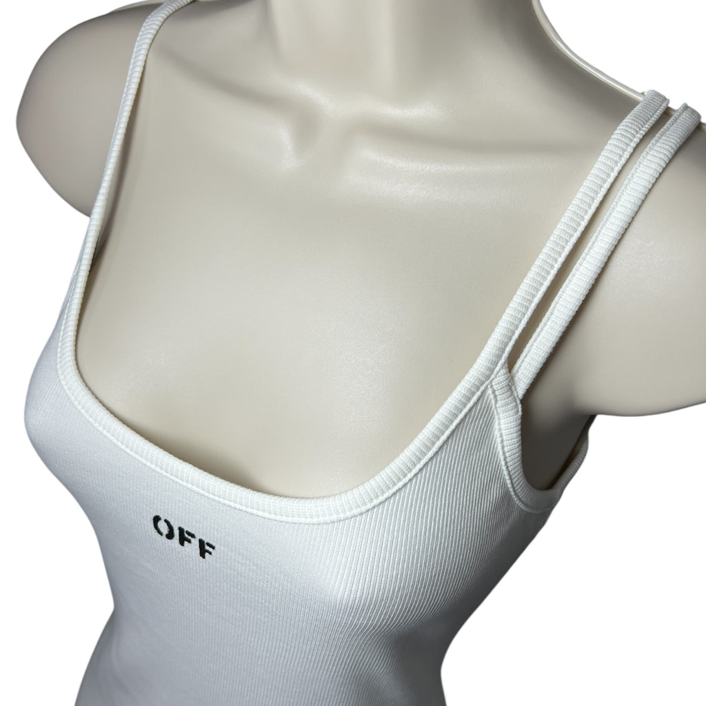 Off-White Ribbed Logo Mini Dress – Cotton, IT 44 (UK12) – pre-loved