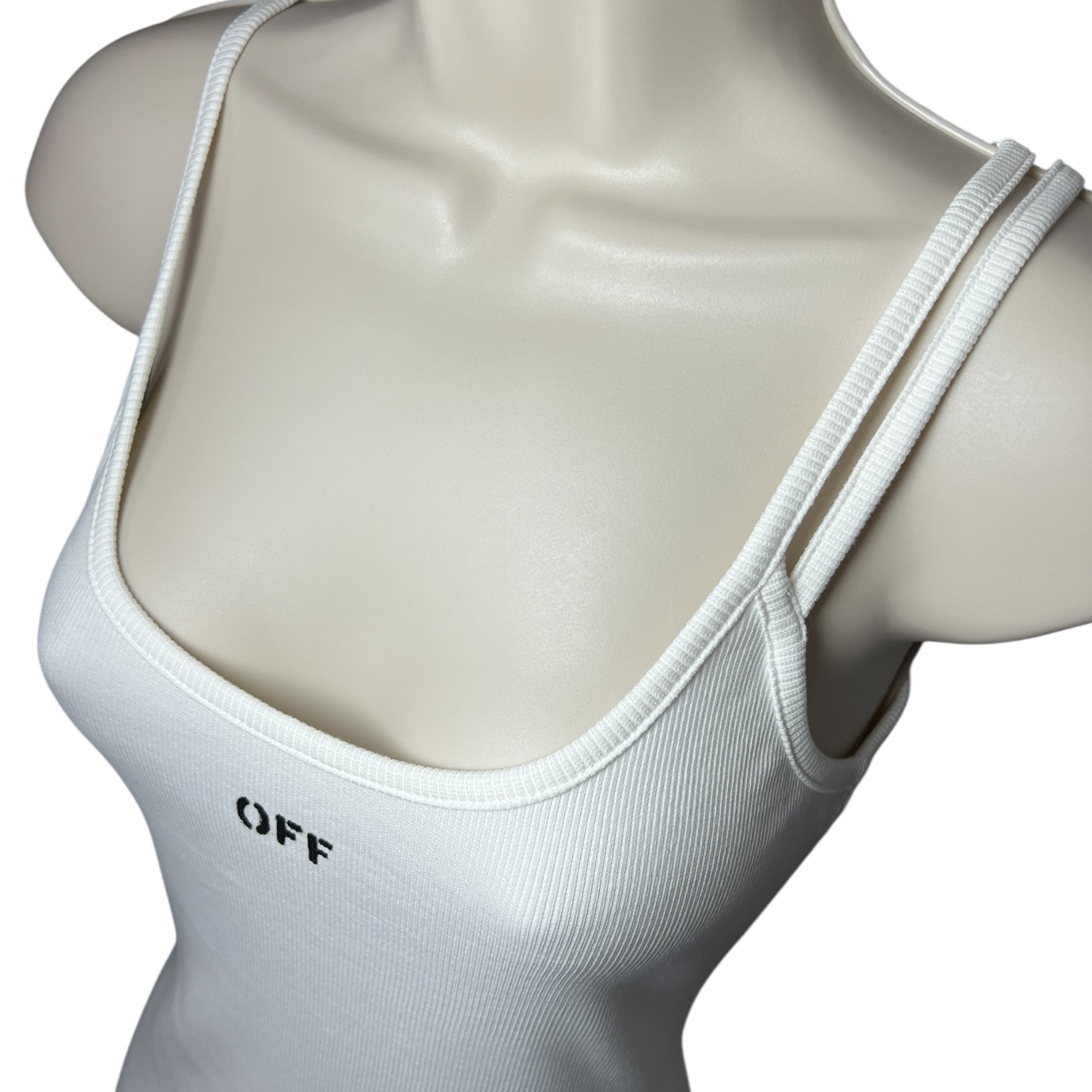 Off-White Ribbed Logo Mini Dress – Cotton, IT 44 (UK12) – pre-loved