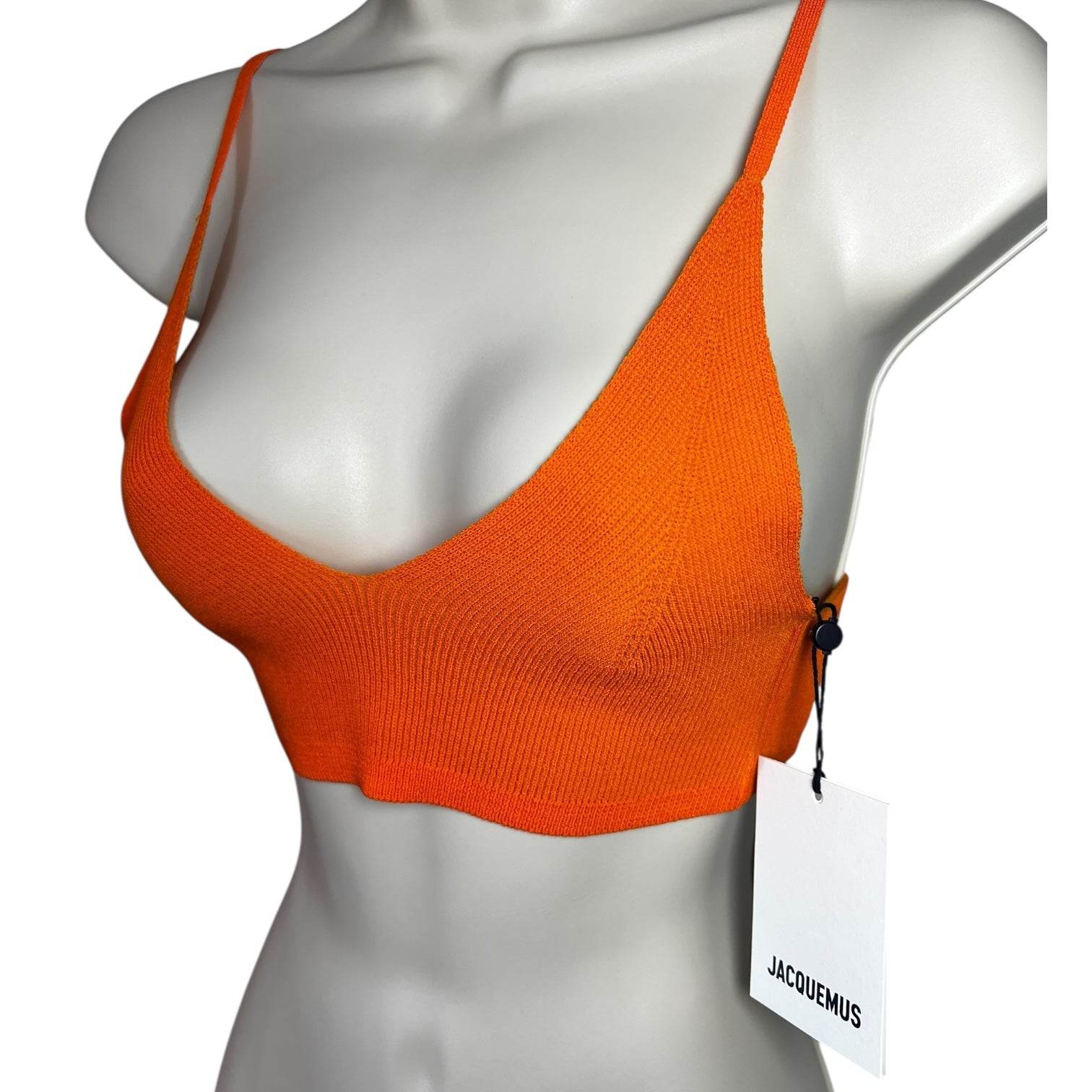 Jacquemus Ribbed Knit Bralette – Orange Cropped Top, L – pre-loved