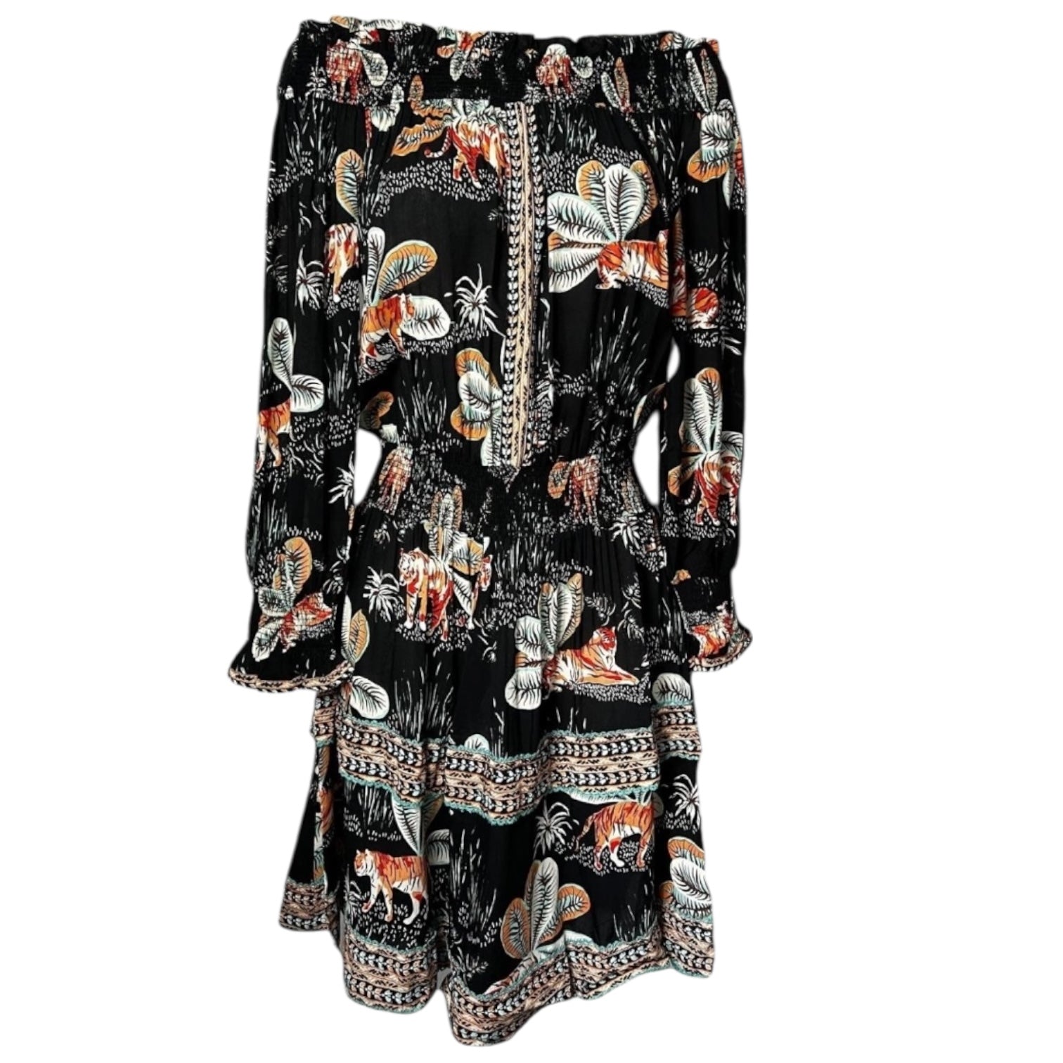 Poupette St Barth Off-Shoulder Mini Dress – Tiered, XS