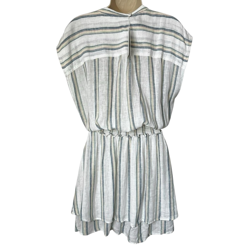 Rails Striped Linen Smocked Tiered Mini Dress – S