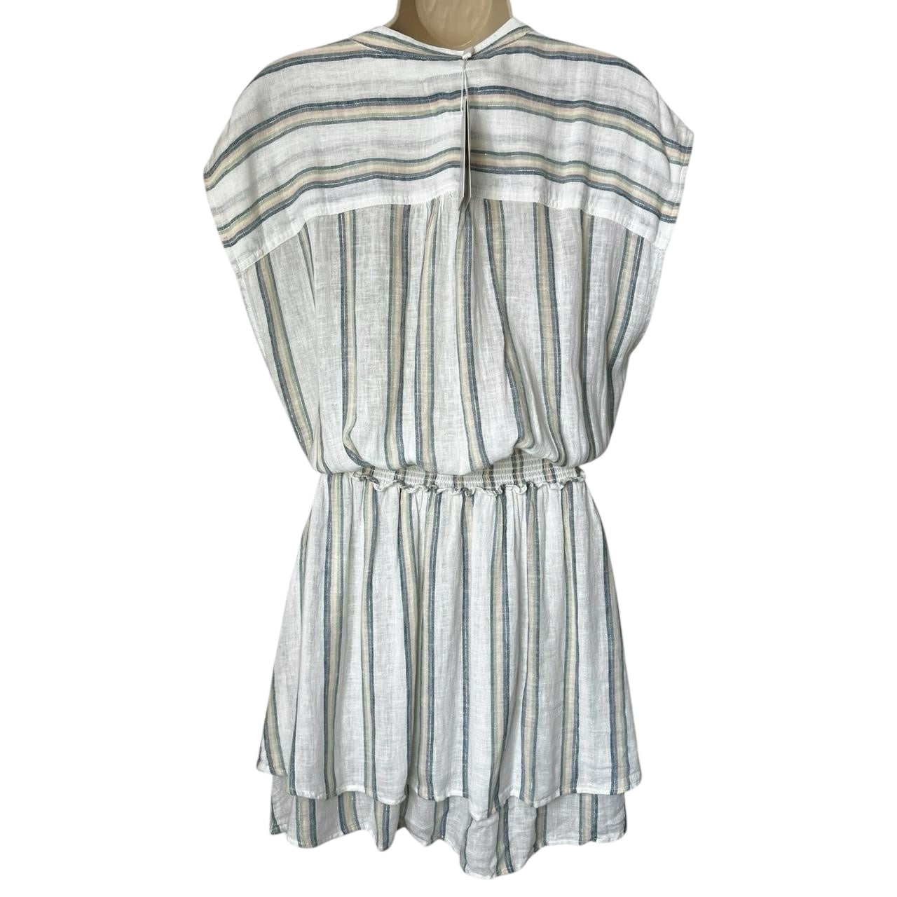 Rails Striped Linen Smocked Tiered Mini Dress – S