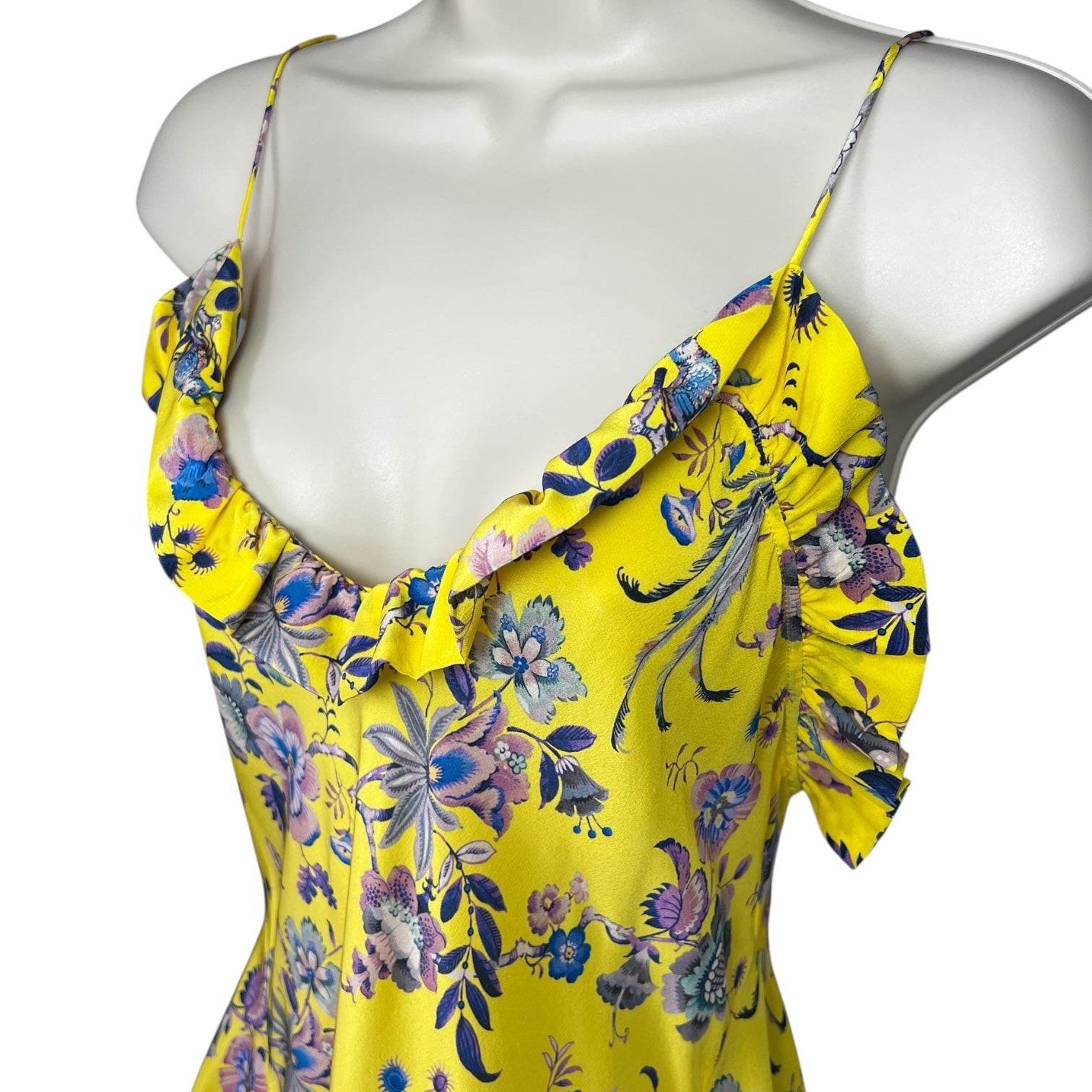 Les Rêveries Floral Silk Ruffle Mini Dress – Liberty Fabric, US2 – pre-loved
