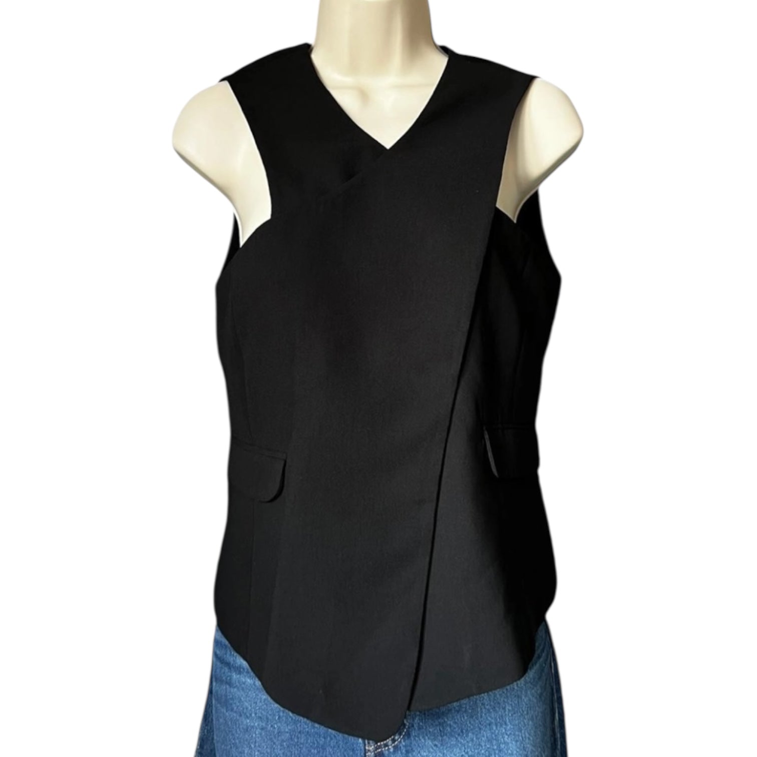 Opening Ceremony Black Wrap Crepe Tailored Waistcoat – Vest Top, M – pre-loved