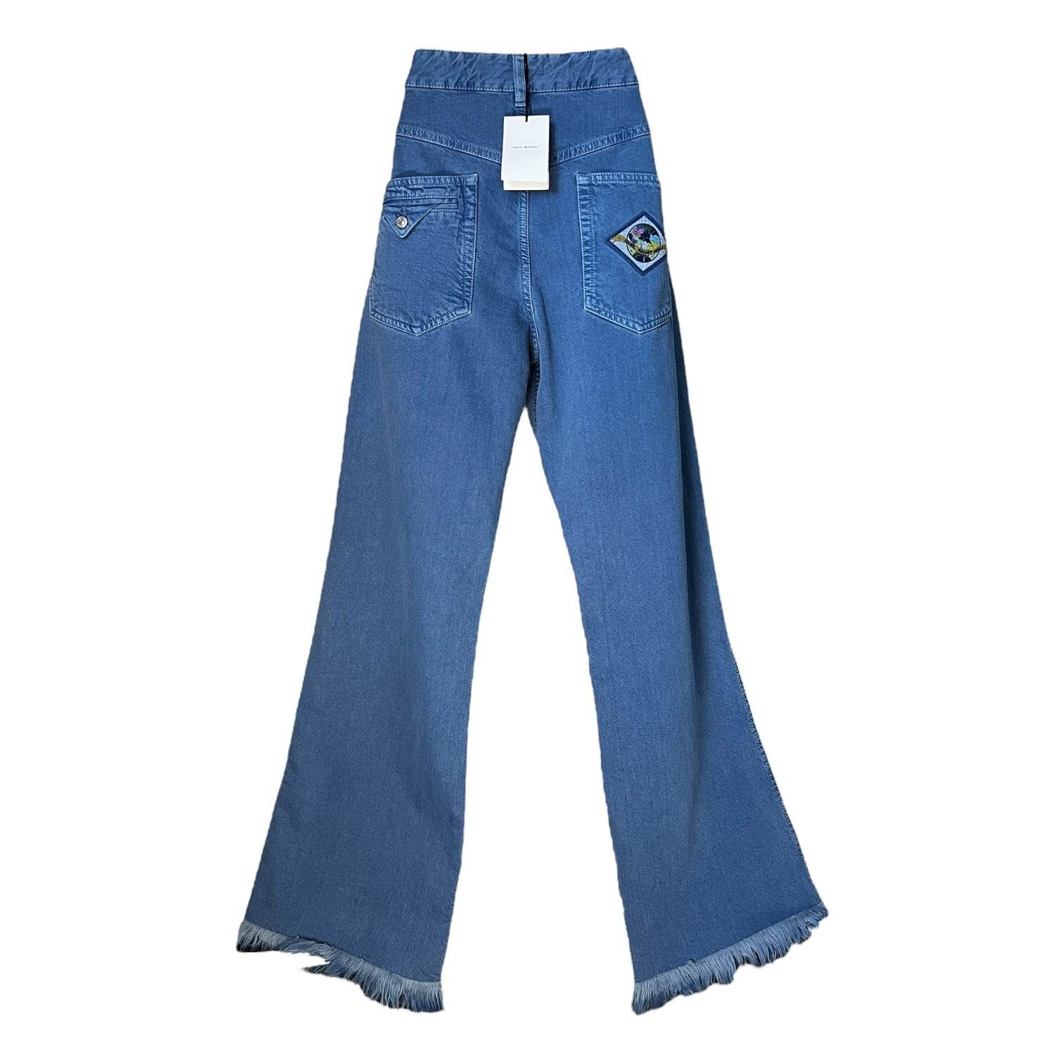 Isabel Marant 'Elvira' Flared Denim Jeans – Raw Hem Wide Leg, FR 40 – pre-loved