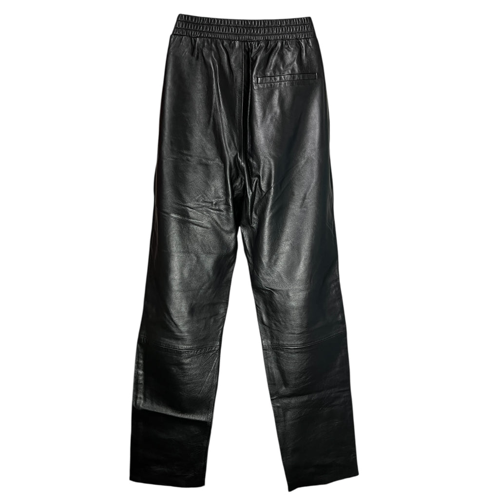 Maje Leather Jogger Pants – Black with White Tuxedo Stripe, UK8 (Based on Measurements)