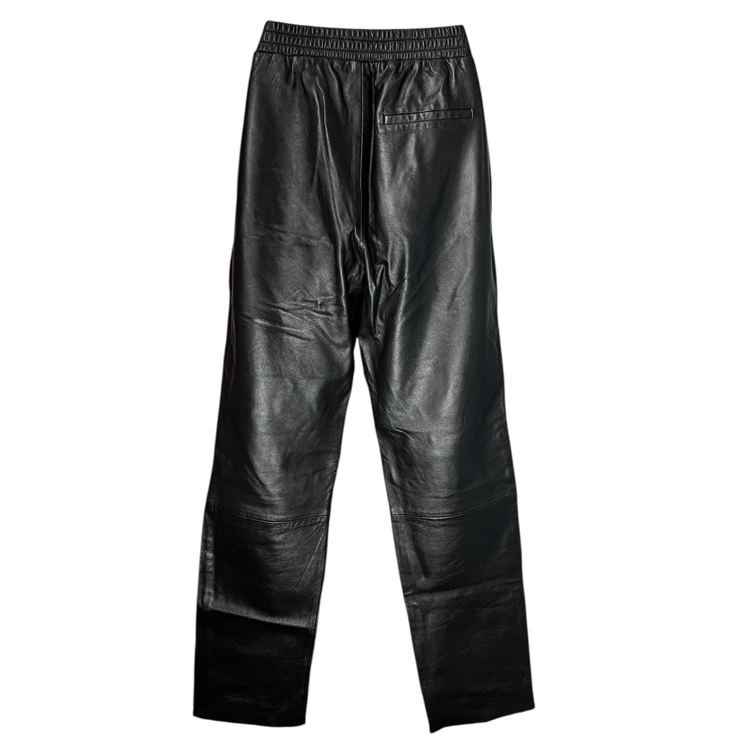 Maje Leather Jogger Pants – Black with White Tuxedo Stripe, UK8 (Based on Measurements)