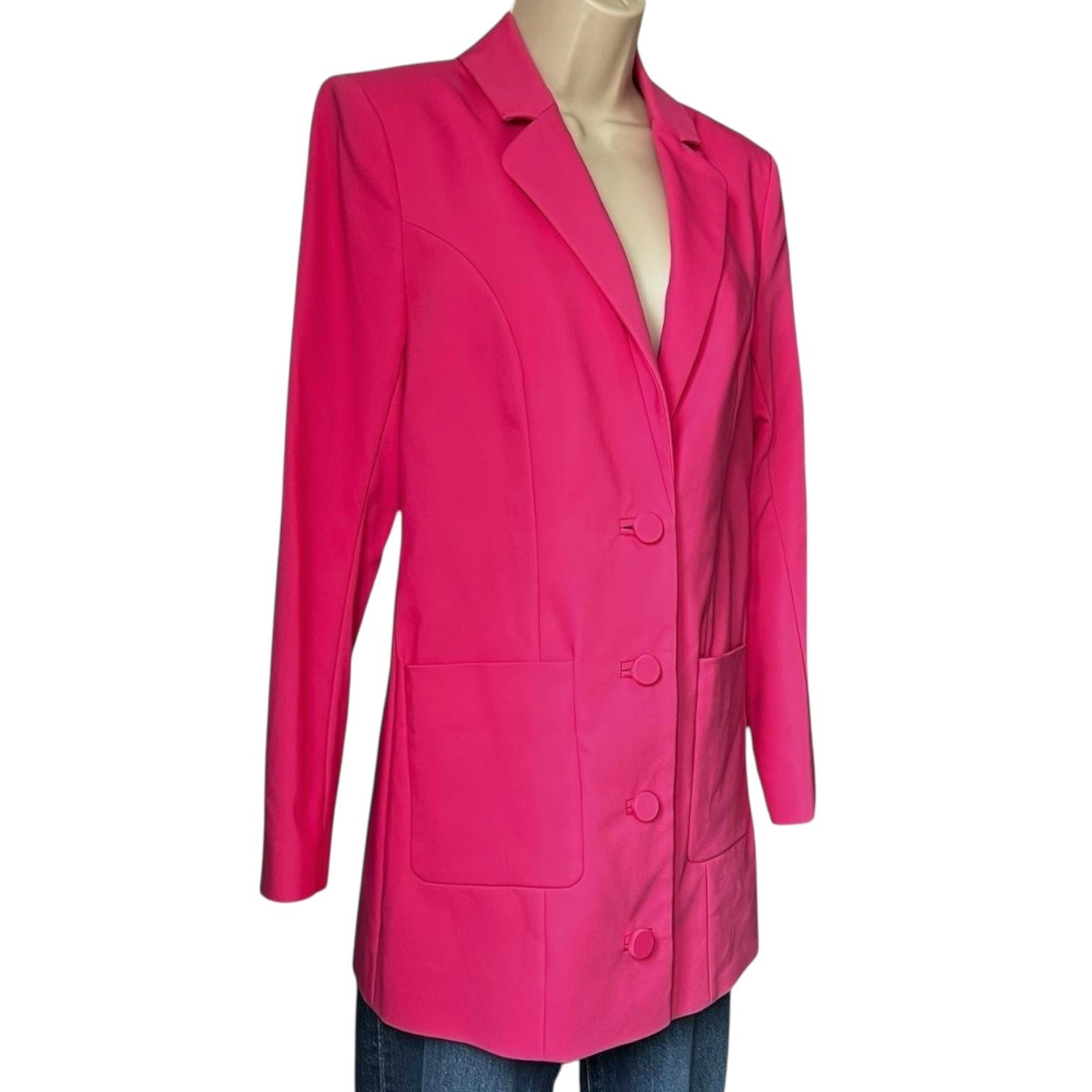 GRLFRND Jeane Tailored Cotton Suit Jacket Blazer – Pink, S