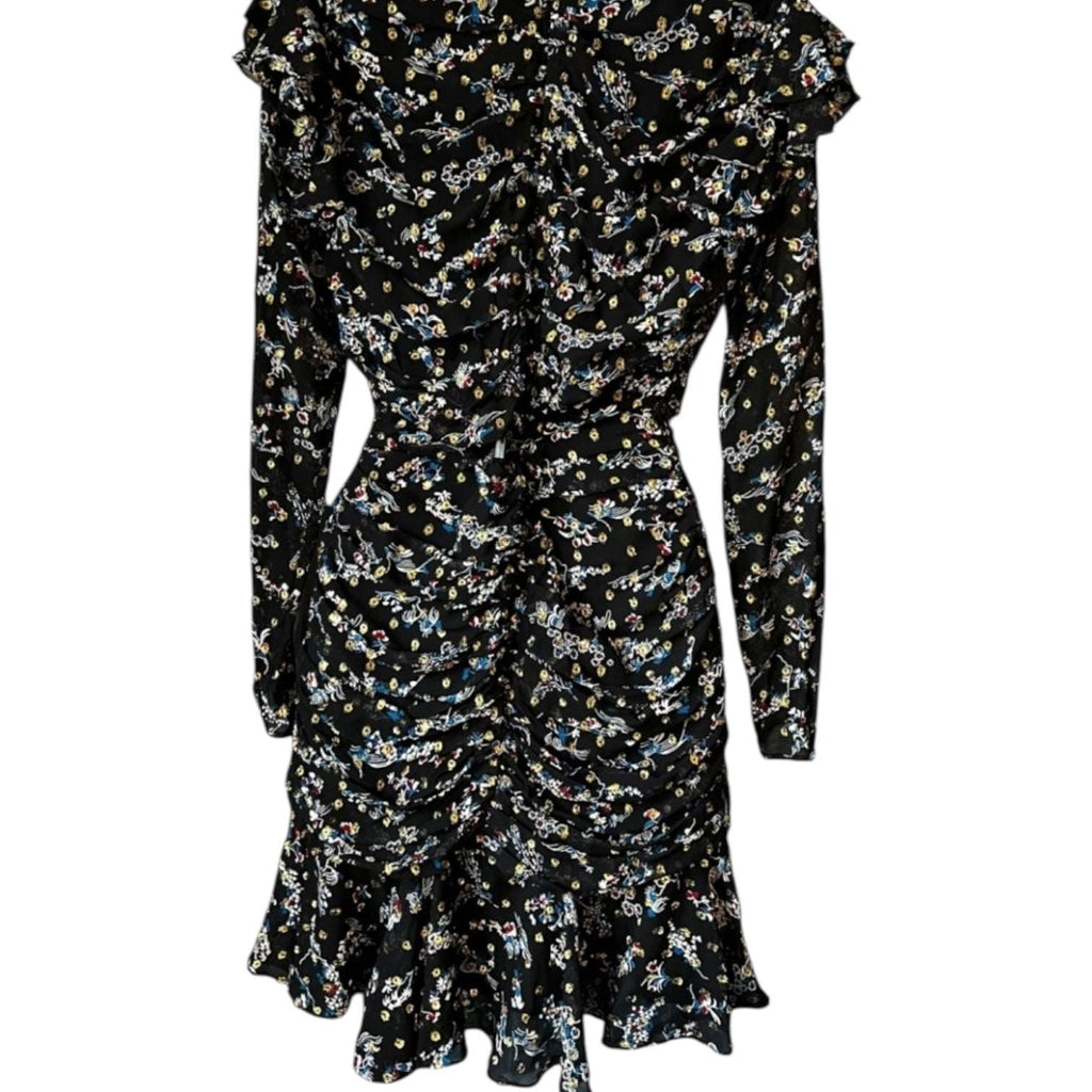 Veronica Beard Ruched Metallic Floral Dress – Mini, US4 – pre-loved