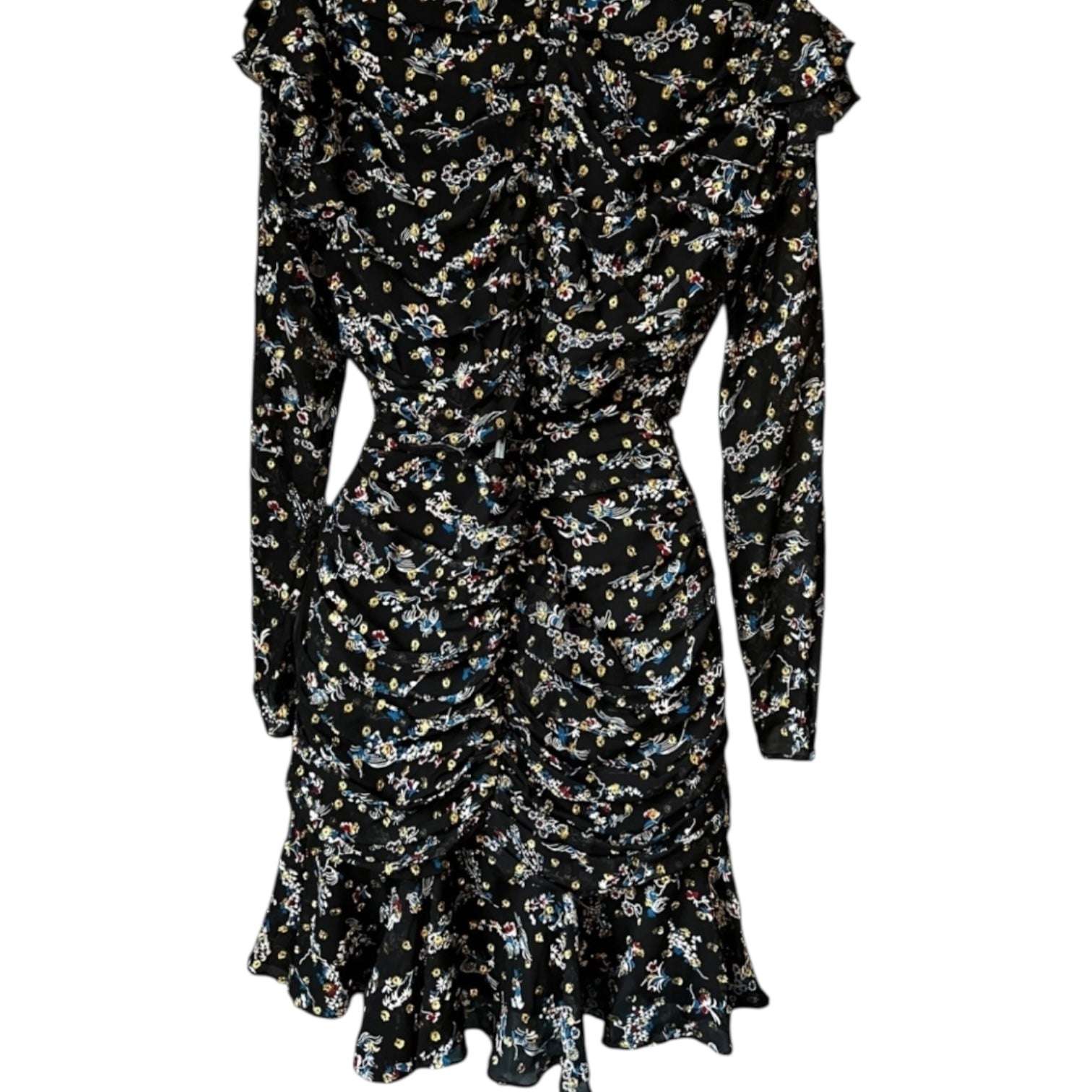 Veronica Beard Ruched Metallic Floral Dress – Mini, US4 – pre-loved