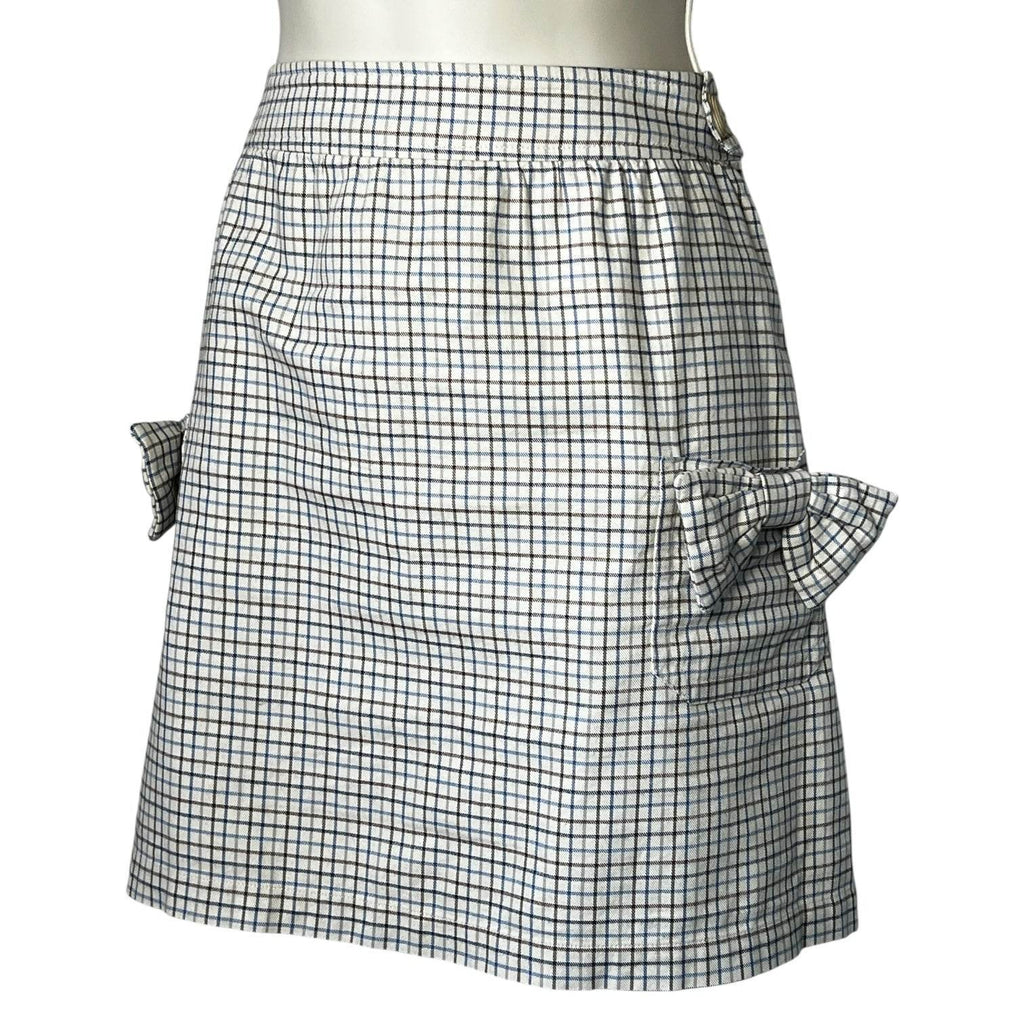 A.P.C. Checked Mini Skirt – Bow Detail, Retro Preppy Academia Style, EU 40 – pre-loved