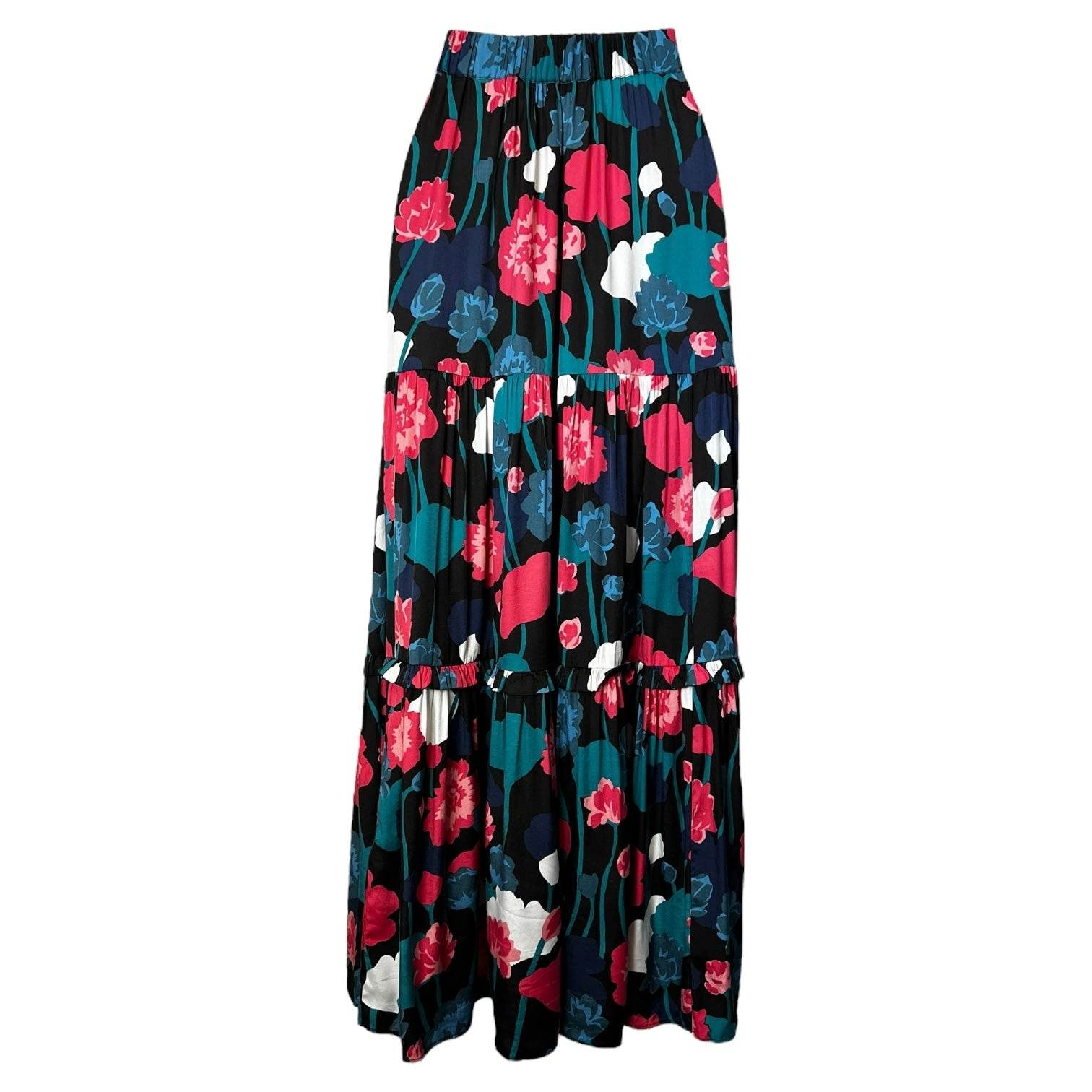 Kate Spade Silk Blend Maxi Skirt – Floral Print, Tiered, Size S – pre-loved