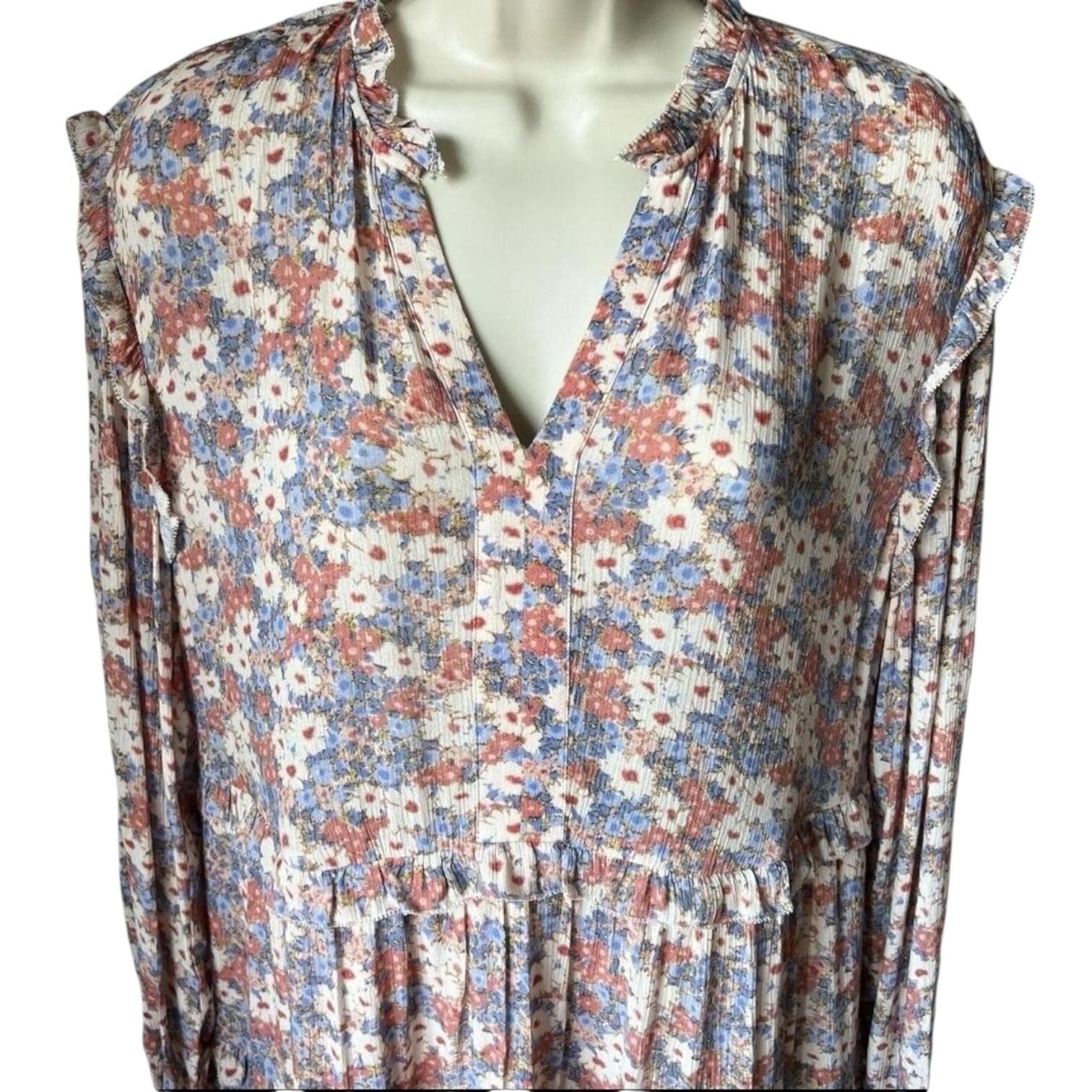 Rails Poppie Floral Ruffle Tiered Long Sleeve Mini Dress – Pink Jasmine, XS