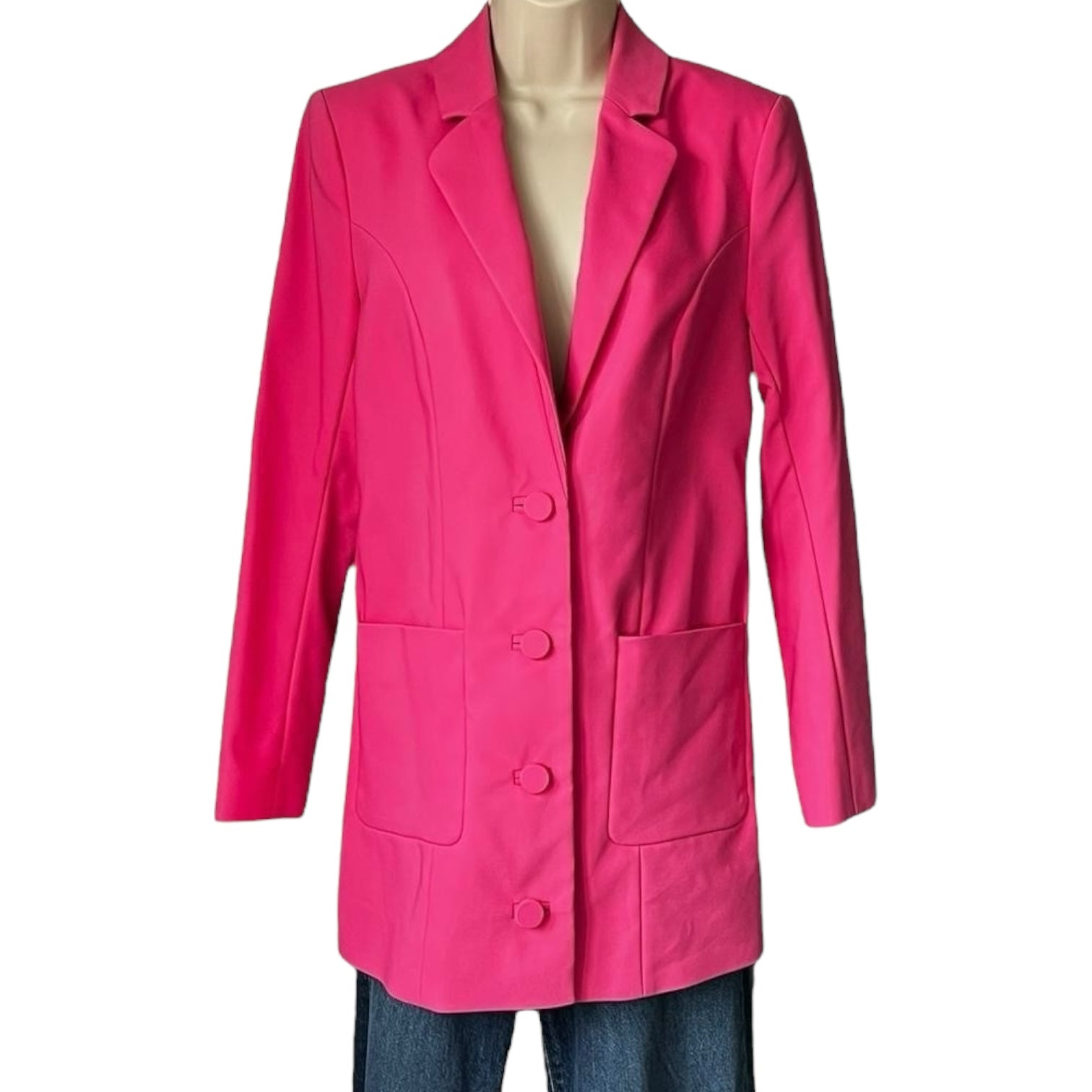 GRLFRND Jeane Tailored Cotton Suit Jacket Blazer – Pink, S