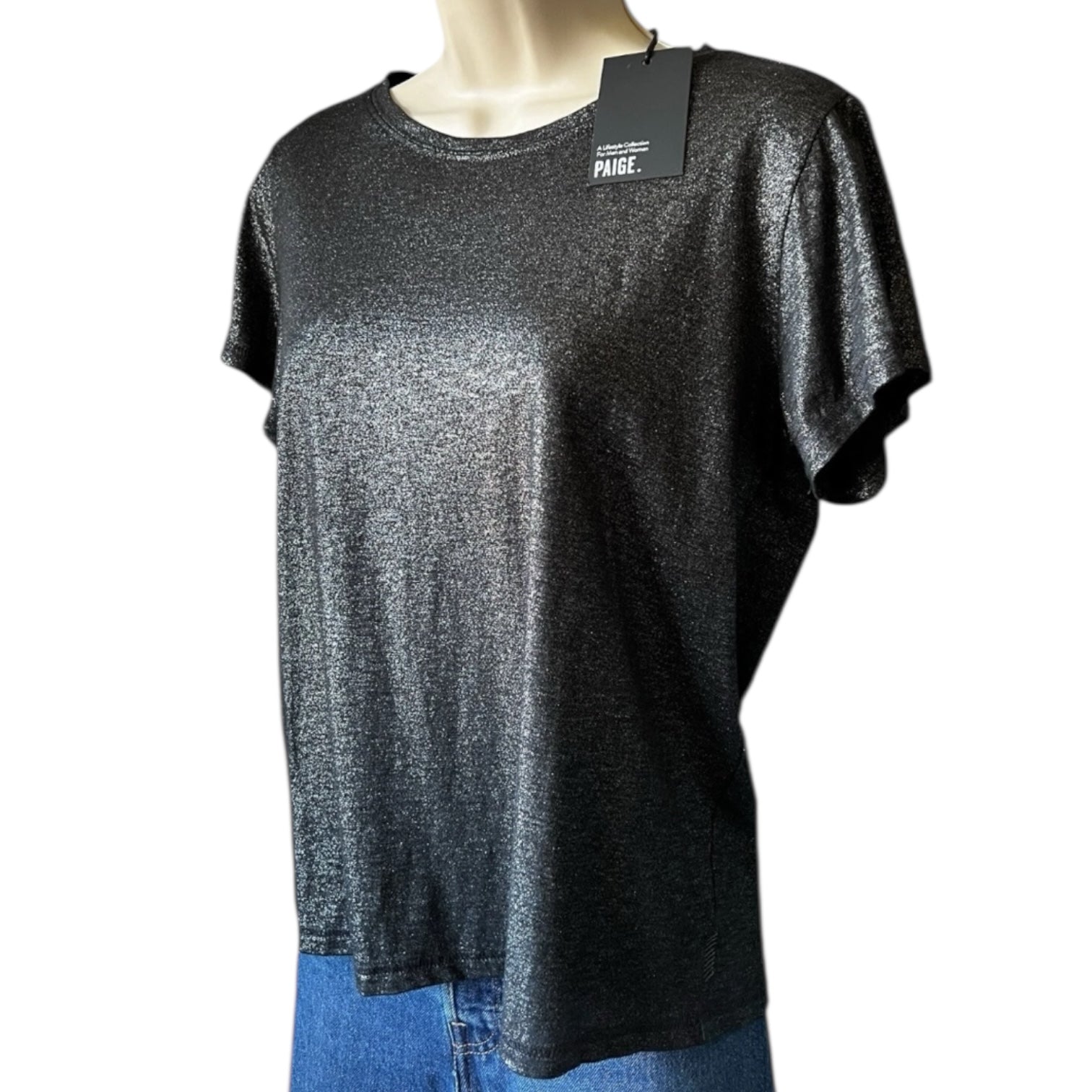 Paige Metallic Crew Neck T-Shirt - S