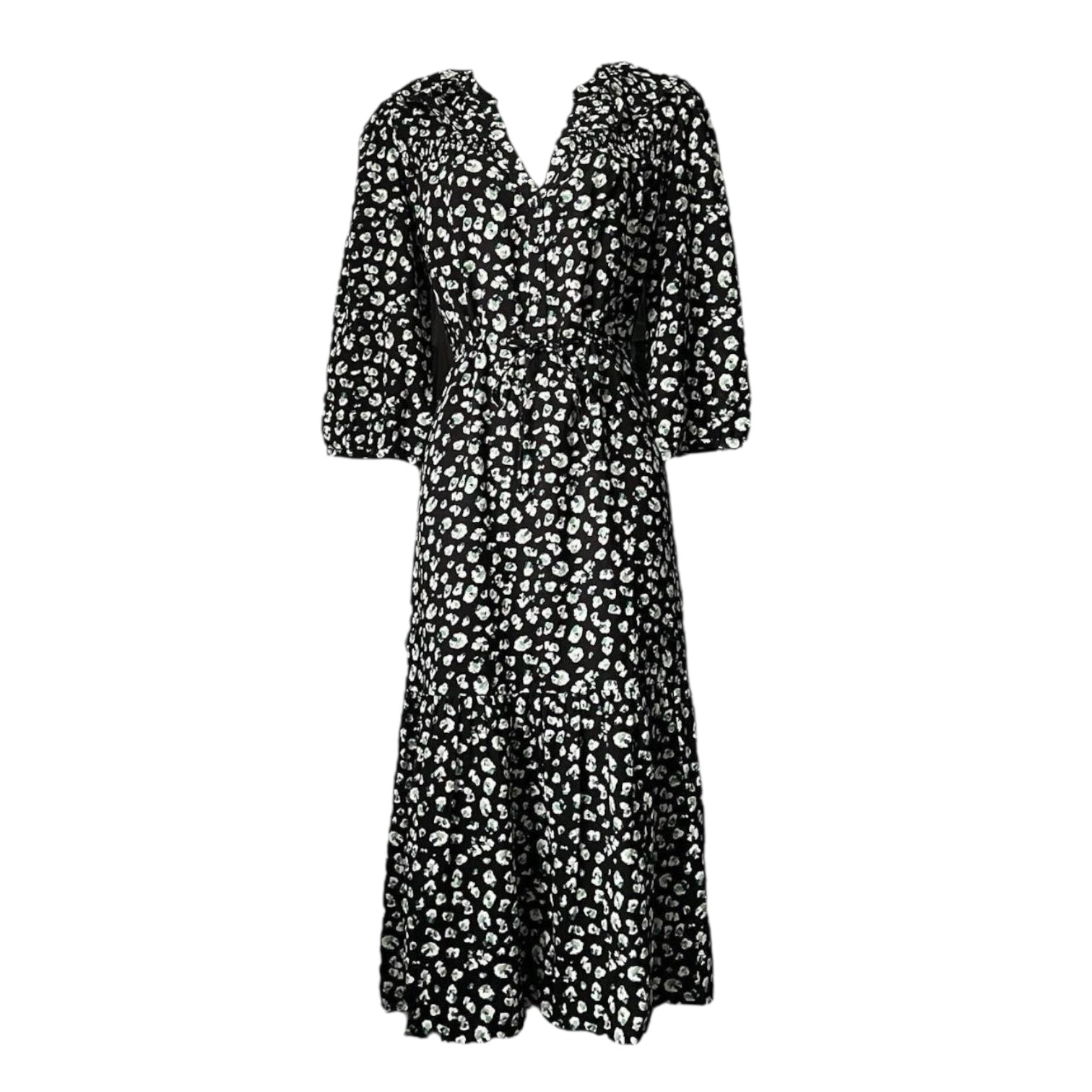 Ba&sh Bowie Ditsy Floral Midi Dress – Black, Size 2 (UK10)