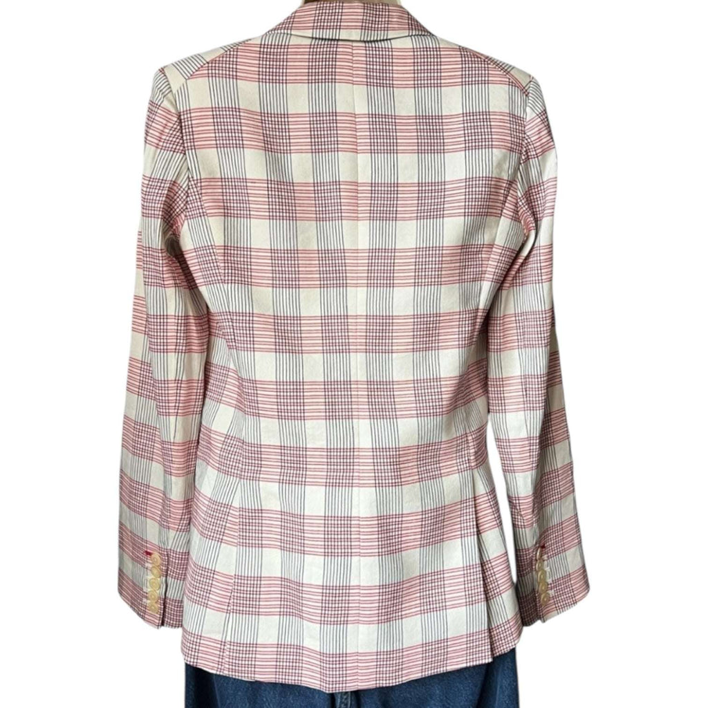 Veronica Beard Khan Red Check Linen Tailored Blazer – Dickey Jacket US0 – pre-loved