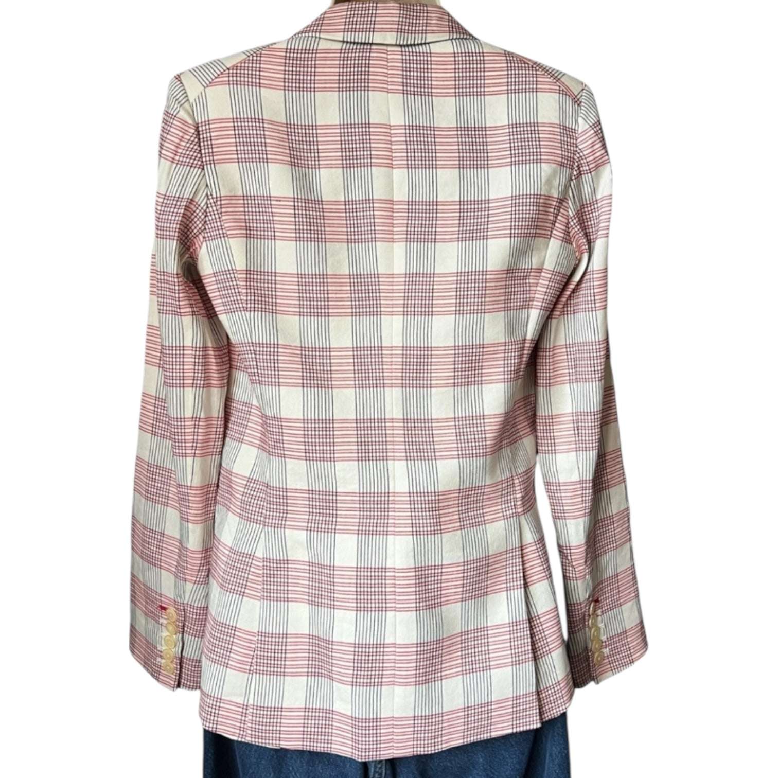 Veronica Beard Khan Red Check Linen Tailored Blazer – Dickey Jacket US0 – pre-loved
