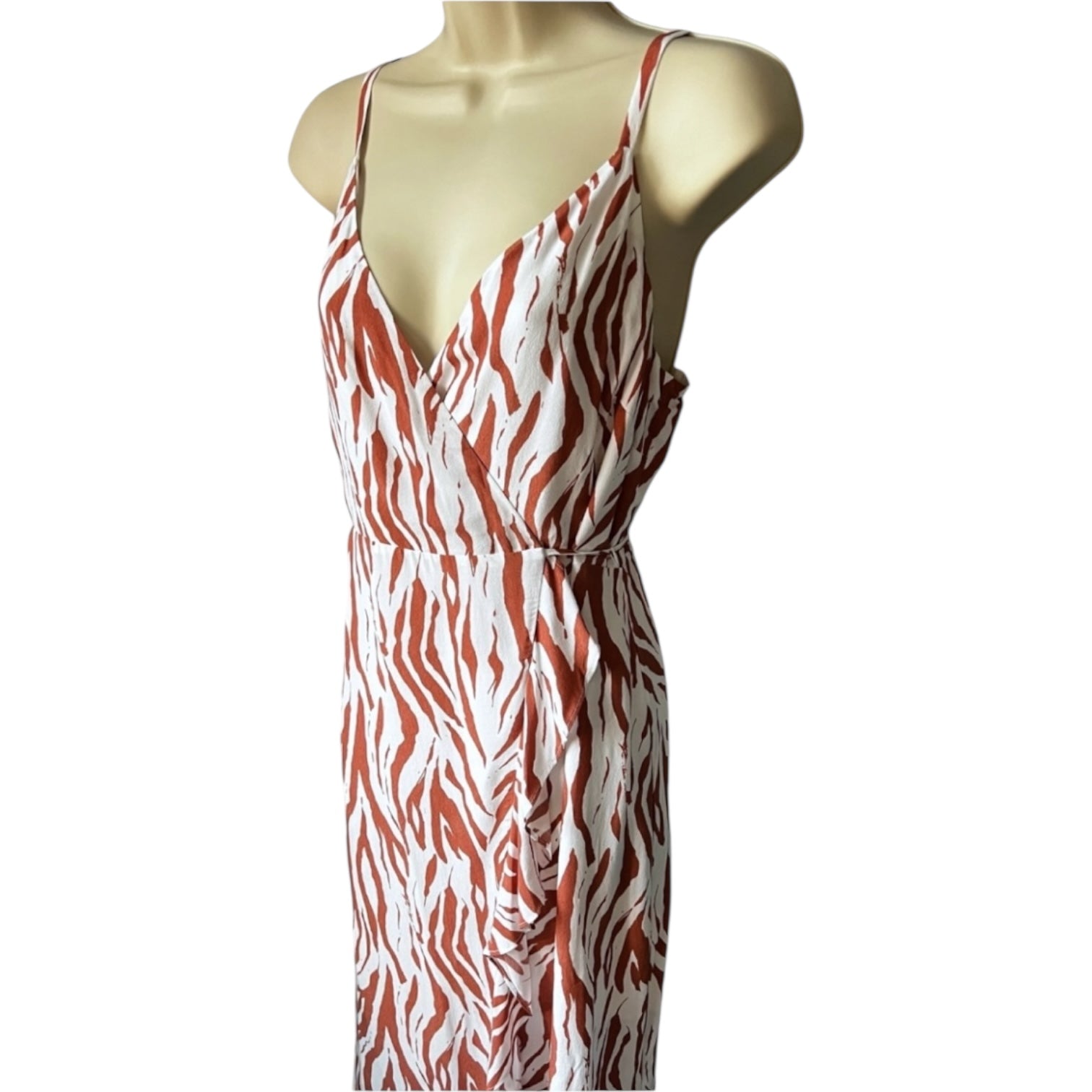 Rails Zebra Print Wrap Midi Dress – Rayon, Size S – pre-loved