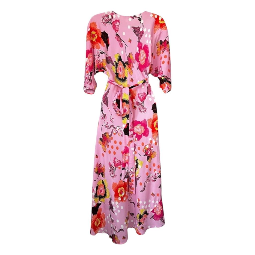 Diane von Furstenberg Eloise Silk-Viscose Crepe Wrap Midi Dress – Floral, Size XS – pre-loved