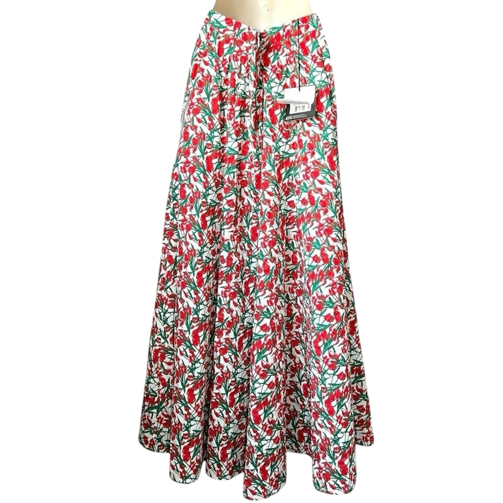 Philosophy di Lorenzo Serafini Tulip Print Maxi Skirt – High Waist Cotton A-Line, UK10