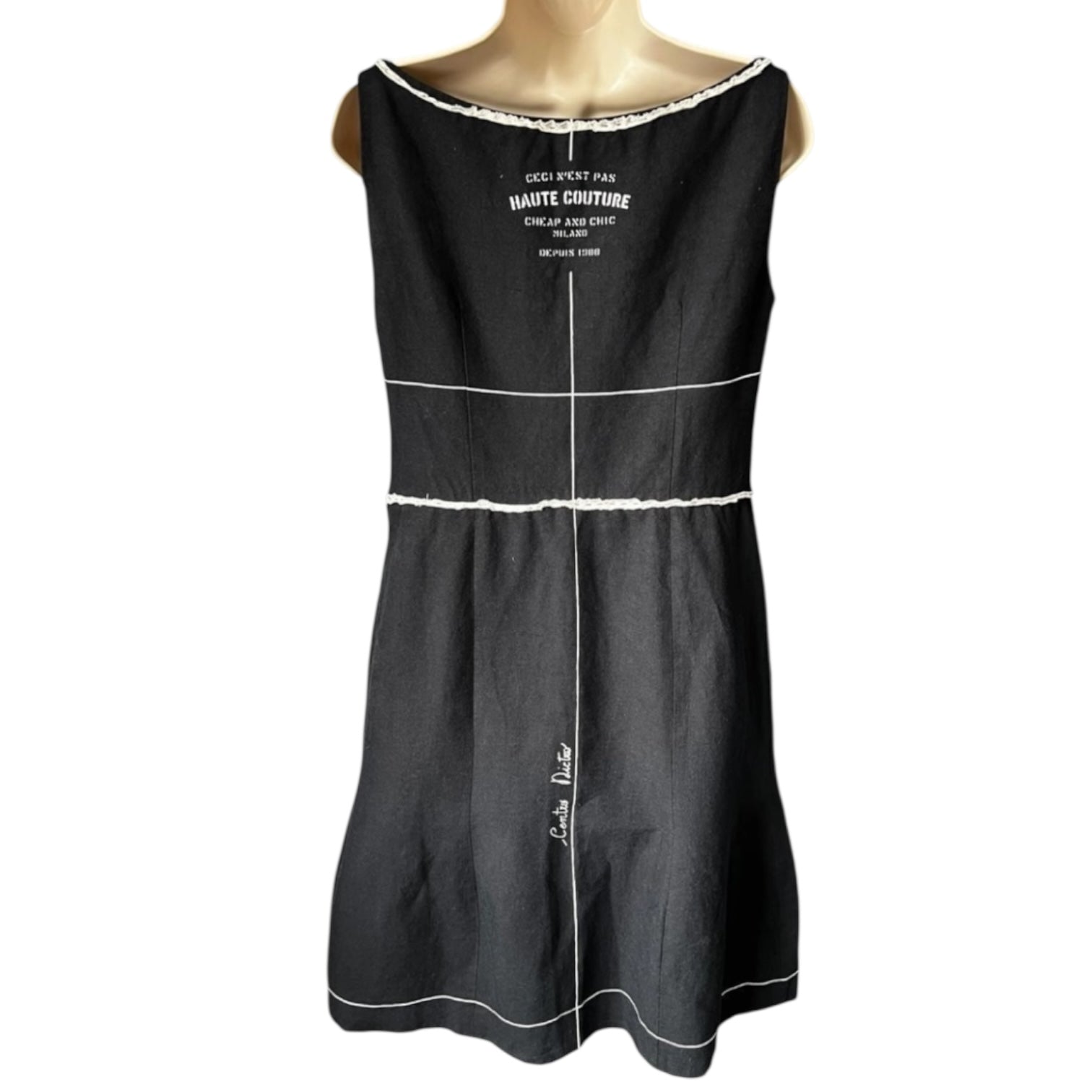 Vintage Moschino Sloper Linen Dress – Rare 90s Collectible, IT44 – pre-loved