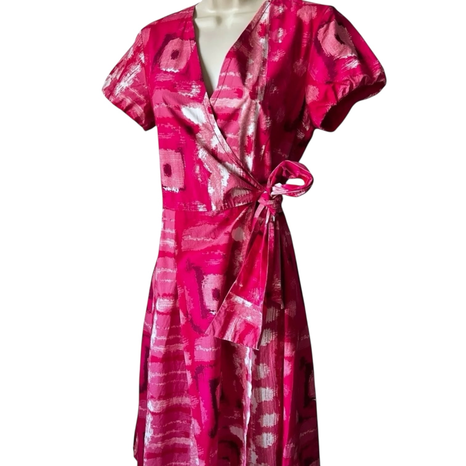 MaxMara Weekend Cotton Wrap Dress – Abstract Print, Flare Style, UK 10 – pre-loved