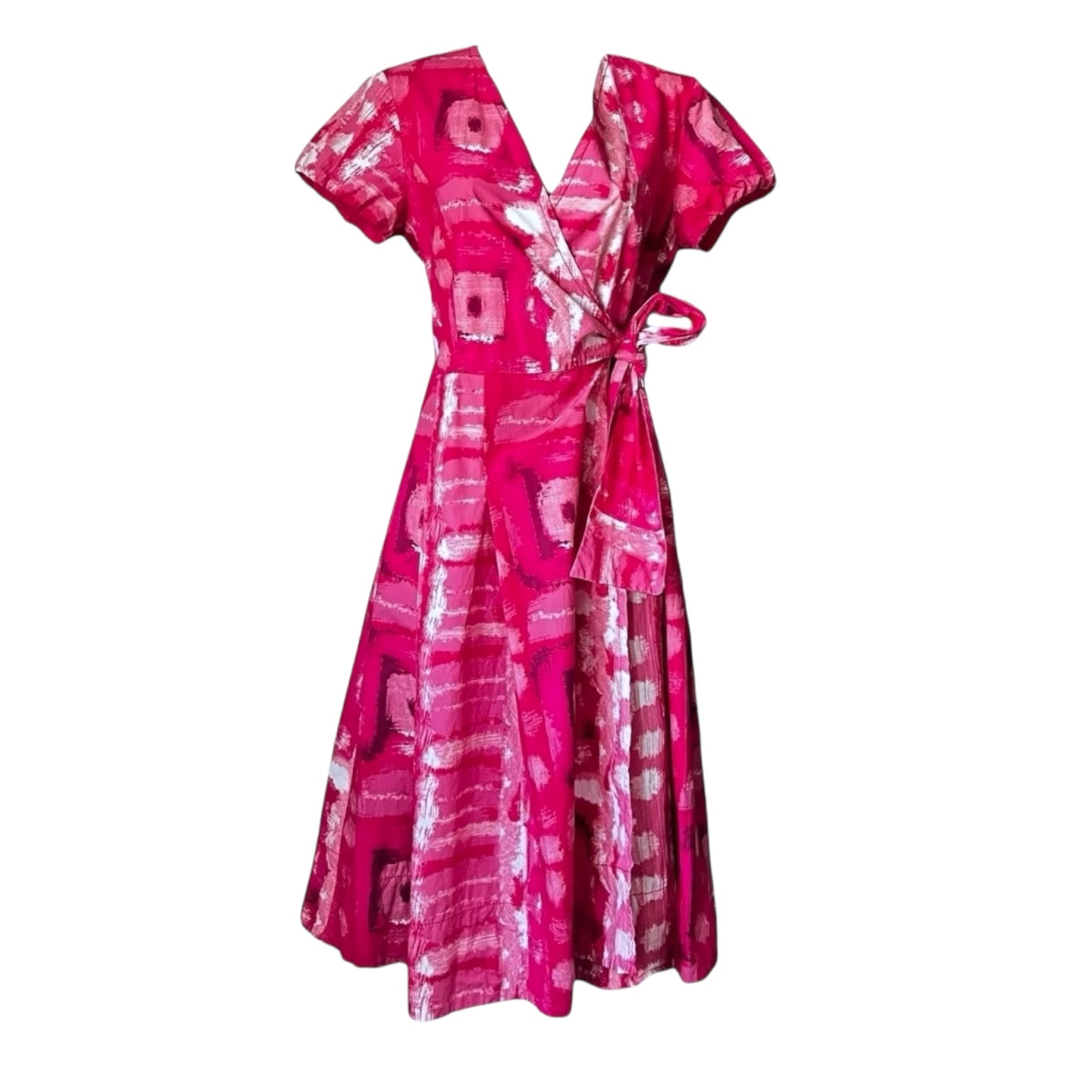 MaxMara Weekend Cotton Wrap Dress – Abstract Print, Flare Style, UK 10 – pre-loved