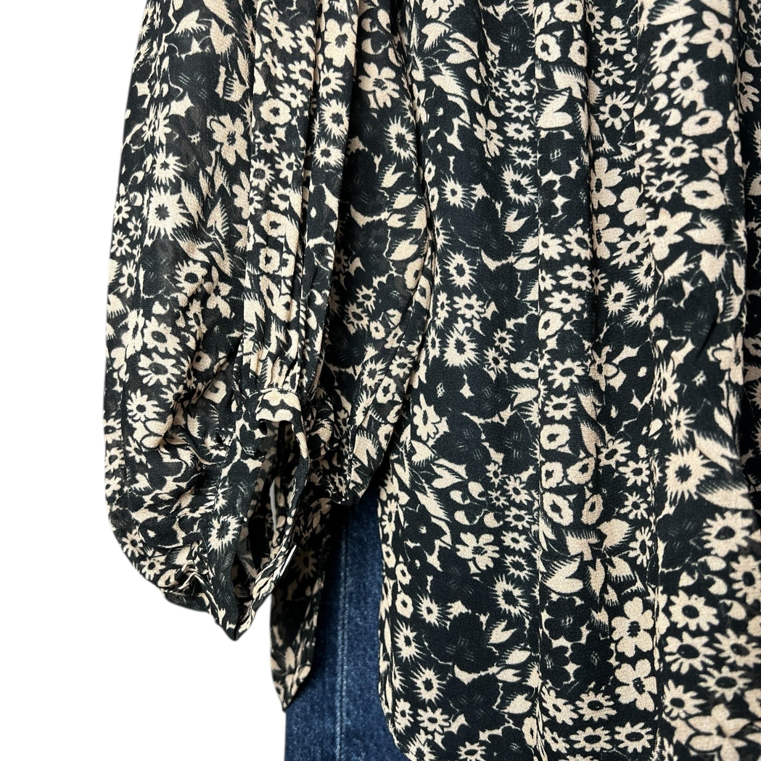 Isabel Marant Étoile Floral Split-Neck Tie Blouse – Oversized Shirt, FR36