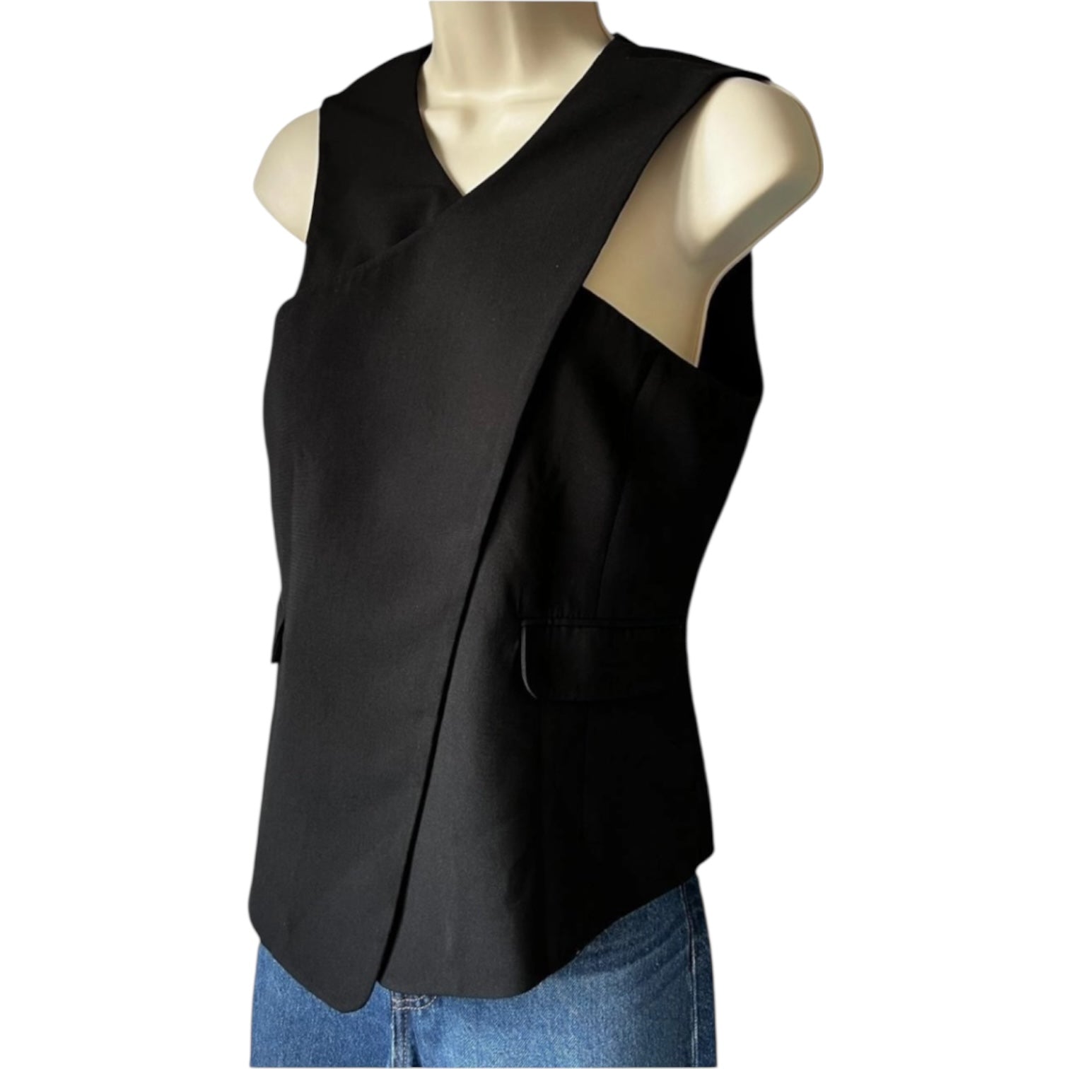 Opening Ceremony Black Wrap Crepe Tailored Waistcoat – Vest Top, M – pre-loved