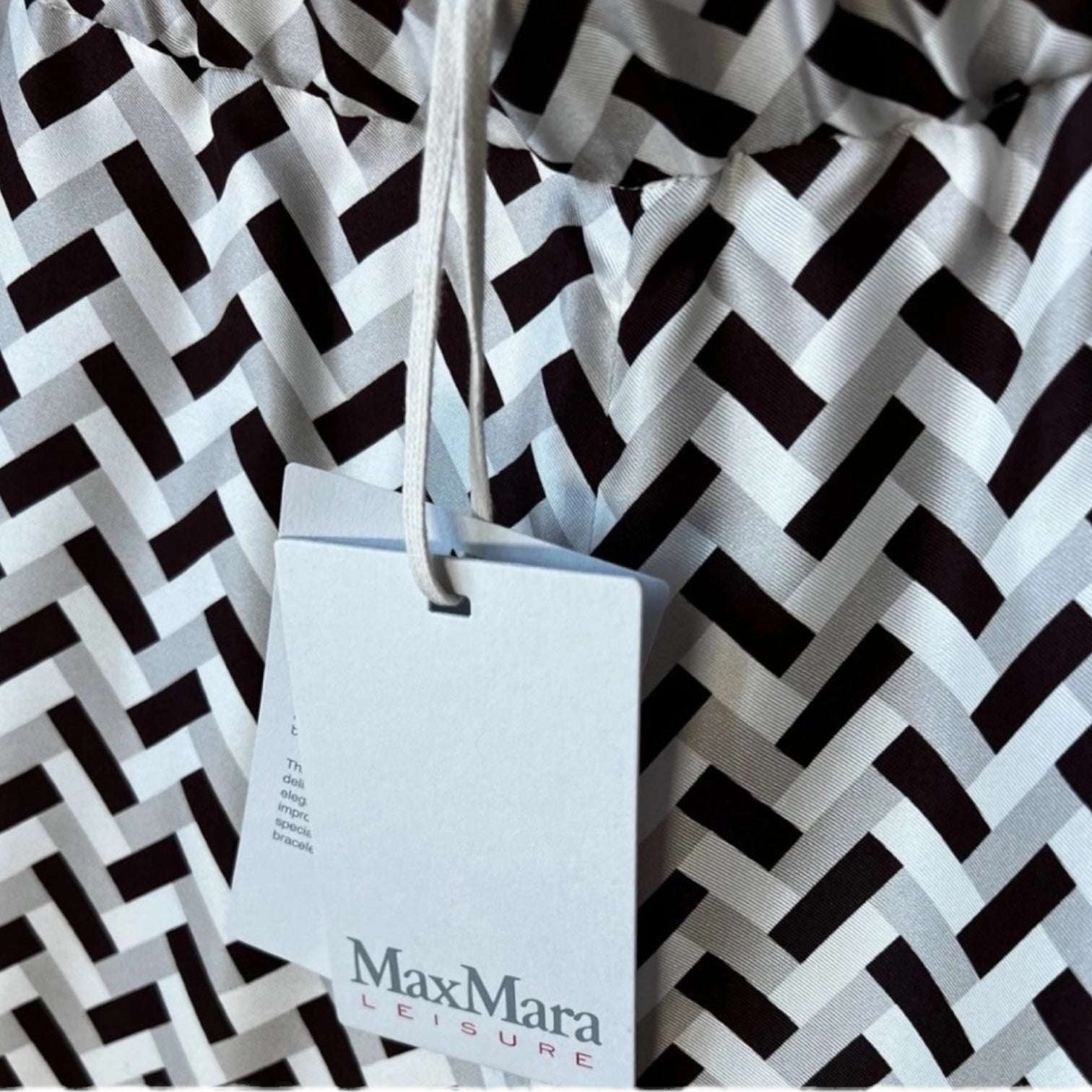 MaxMara Silk Wide-Leg Trousers – Retro Geometric Print, Lounge-Chic Pyjama Style, UK 14 – pre-loved