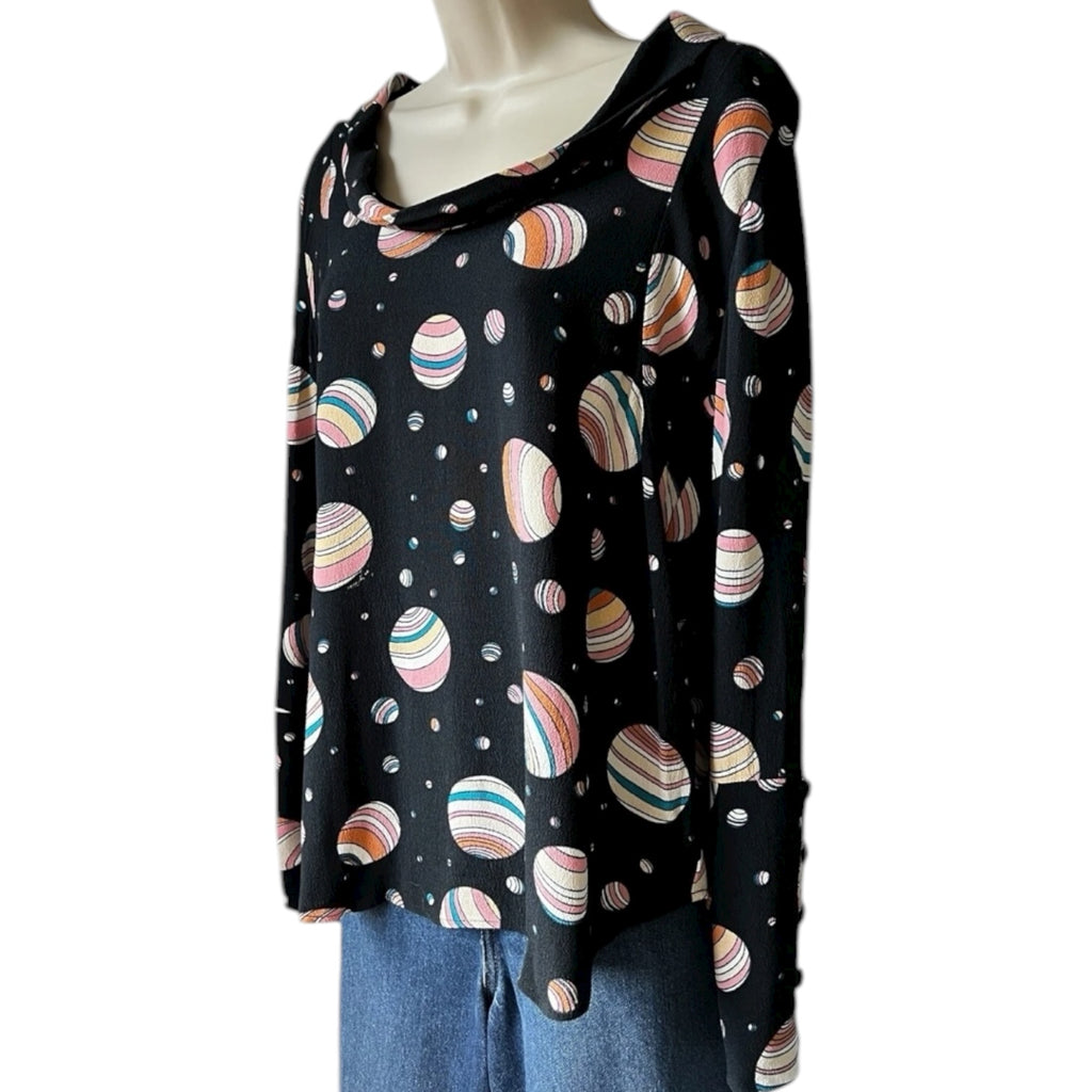 See By Chloé Planet Print Blouse – Celestial Long Sleeve Top, UK8