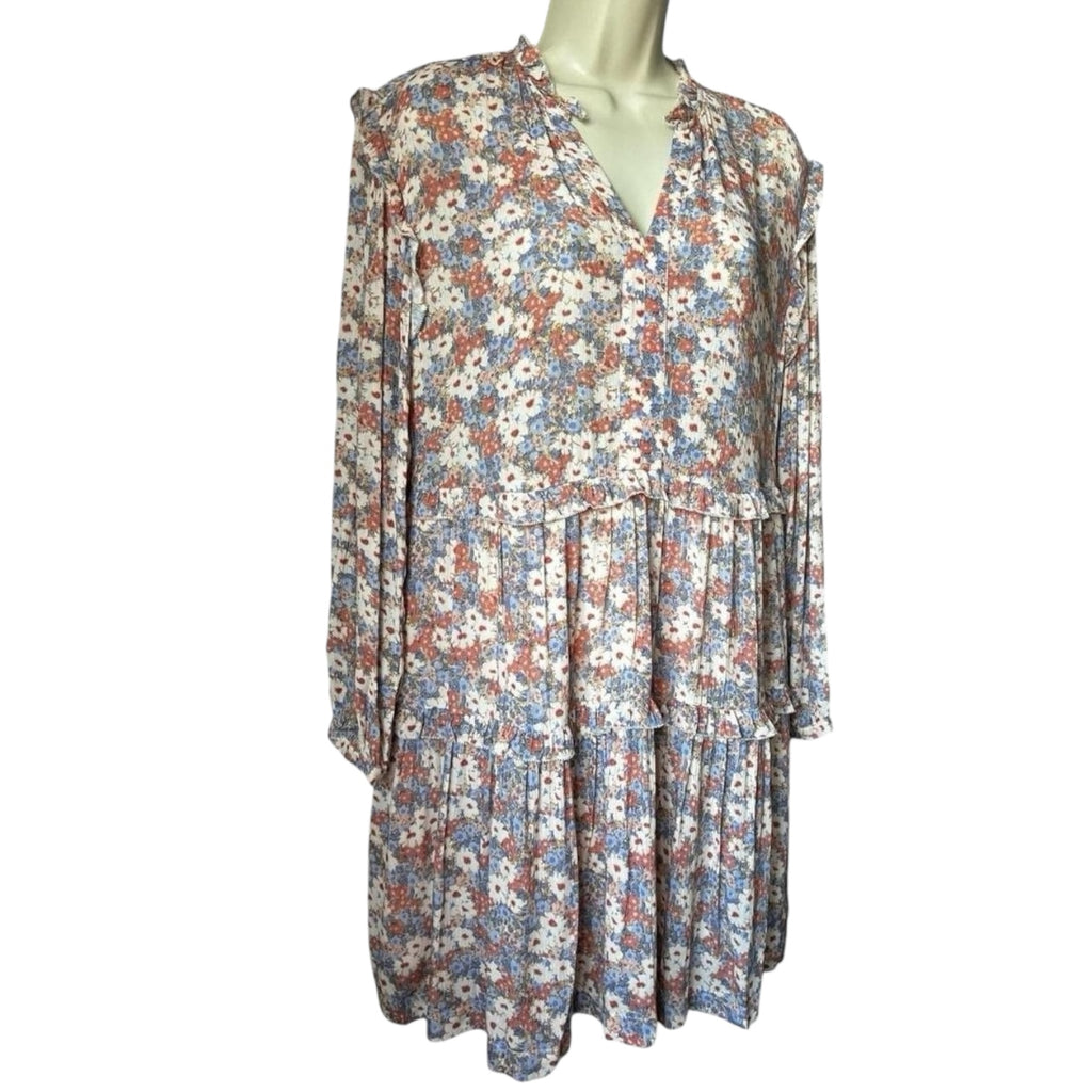 Rails Poppie Floral Ruffle Tiered Long Sleeve Mini Dress – Pink Jasmine, XS