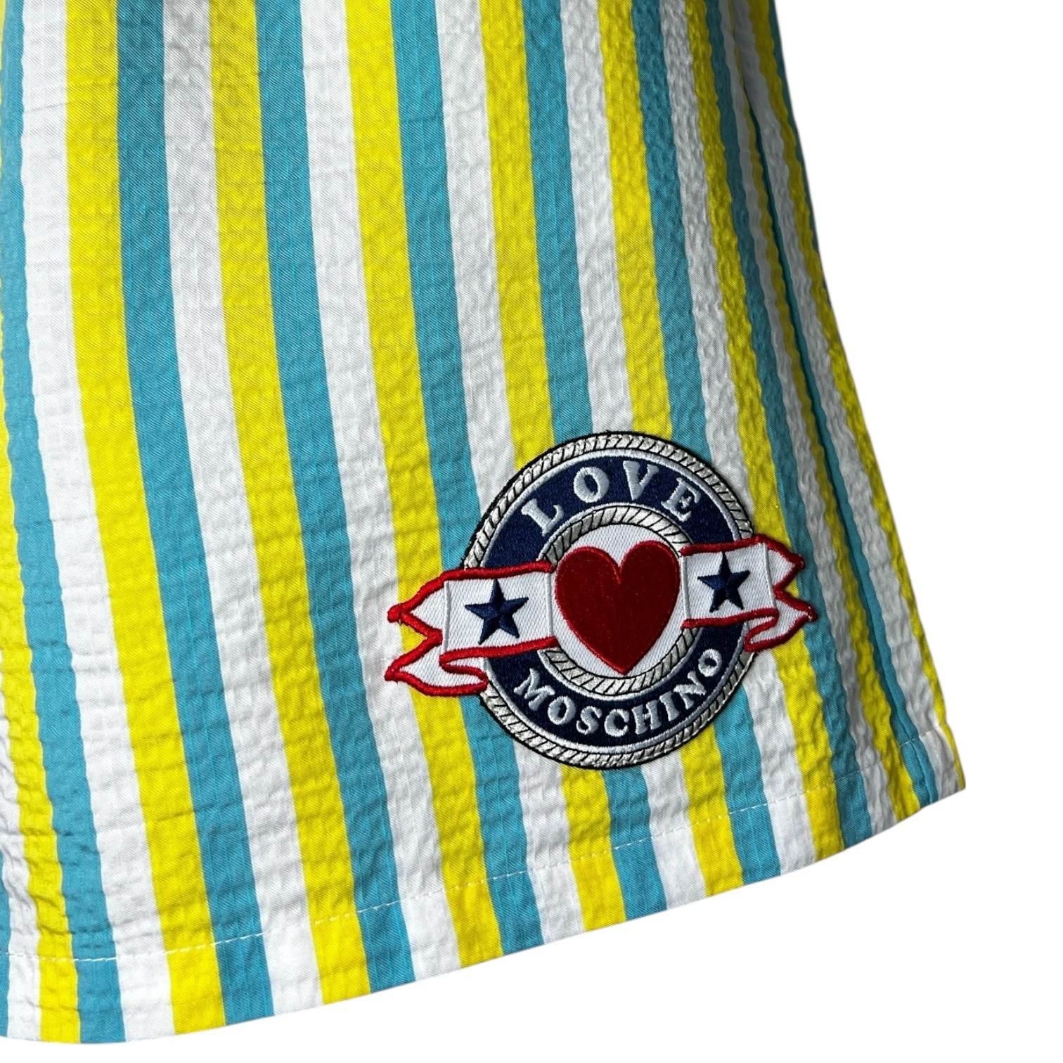 Love Moschino Striped Lyocell Boxer Shorts – High Waisted, Elastic Waist, IT40 (UK8) – pre-loved