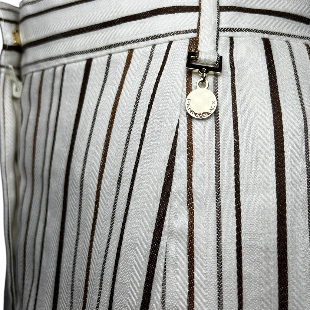 MaxMara PennyBlack Striped Linen Cropped Trousers – UK14