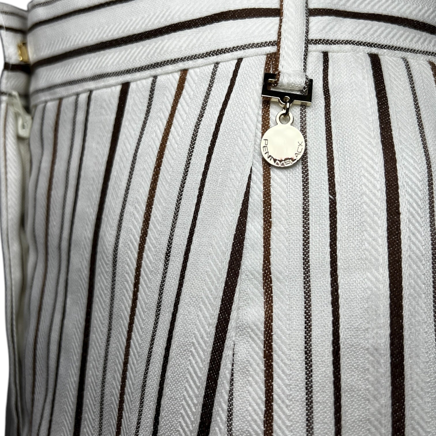 MaxMara PennyBlack Striped Linen Cropped Trousers – UK14