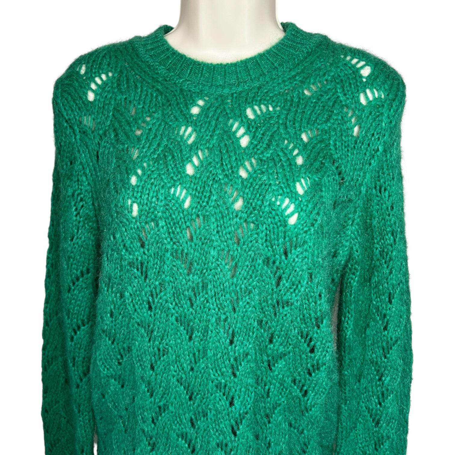 Maje Mohair Wool Pointelle Knit Jumper – Green, Size 2 (UK10) – pre-loved