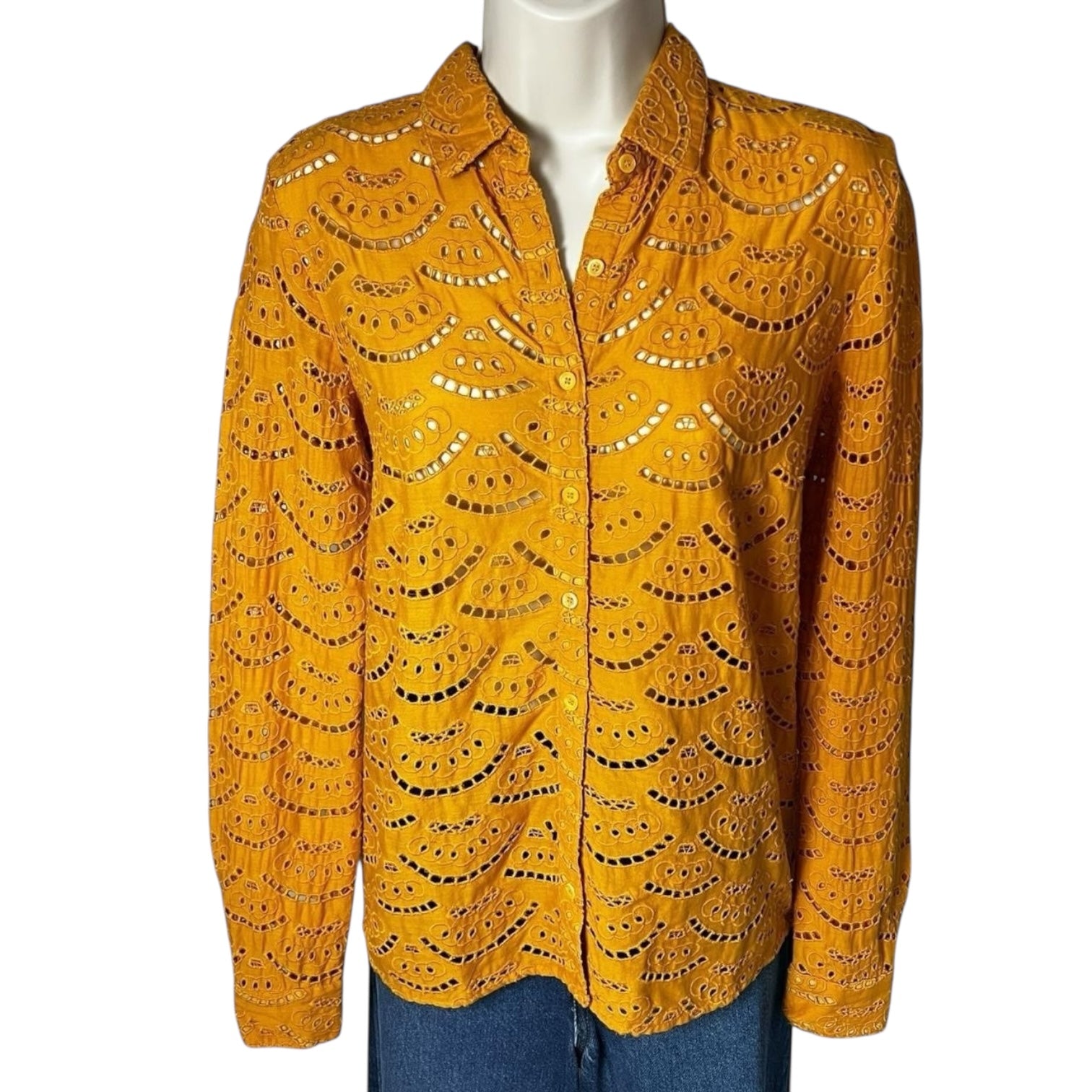 Ba&sh Crochet Embroidered Cotton Shirt – Size 0 (UK6)