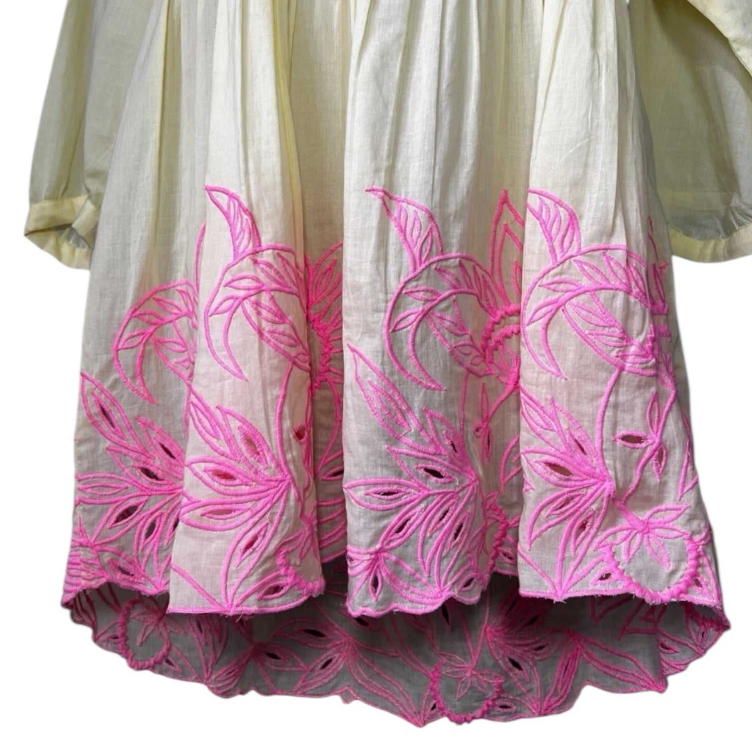 Juliet Dunn Embroidered Batwing Dress – Mini, Cotton, Size 1 (UK8)