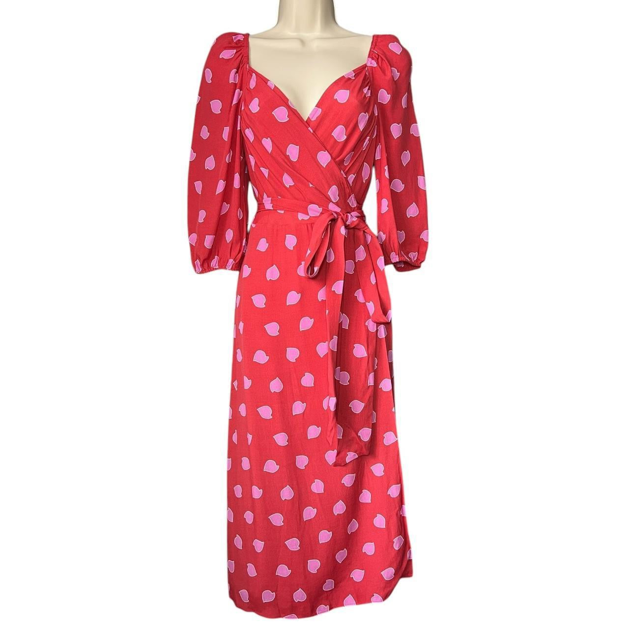 Diane Von Furstenberg Battista Petal Print Wrap Dress – US6
