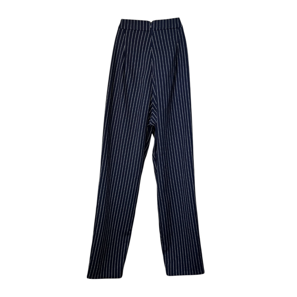 Solace London Wrap Pinstripe High Rise Trousers - Navy, UK10