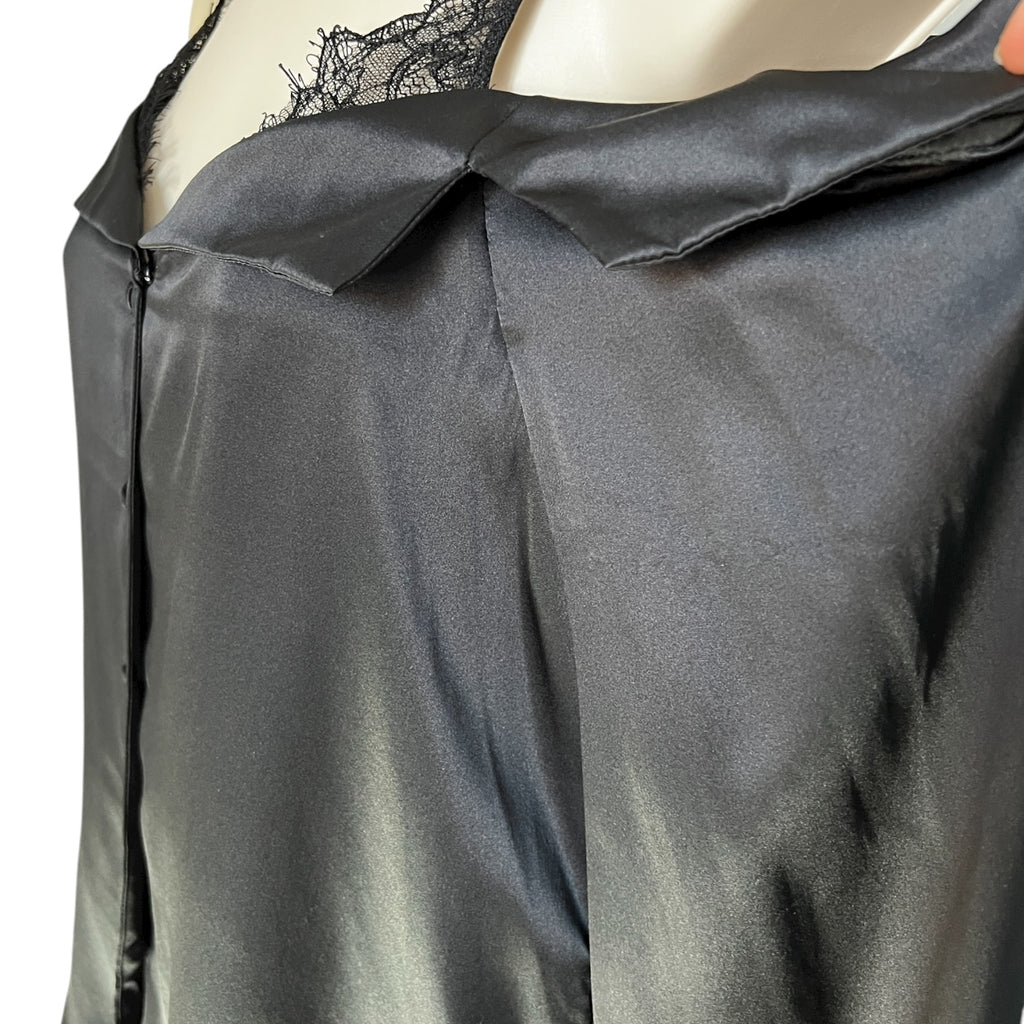 Jonathan Simkhai Caylee Black Silk Lace Plissé Off-Shoulder Blouse – XS