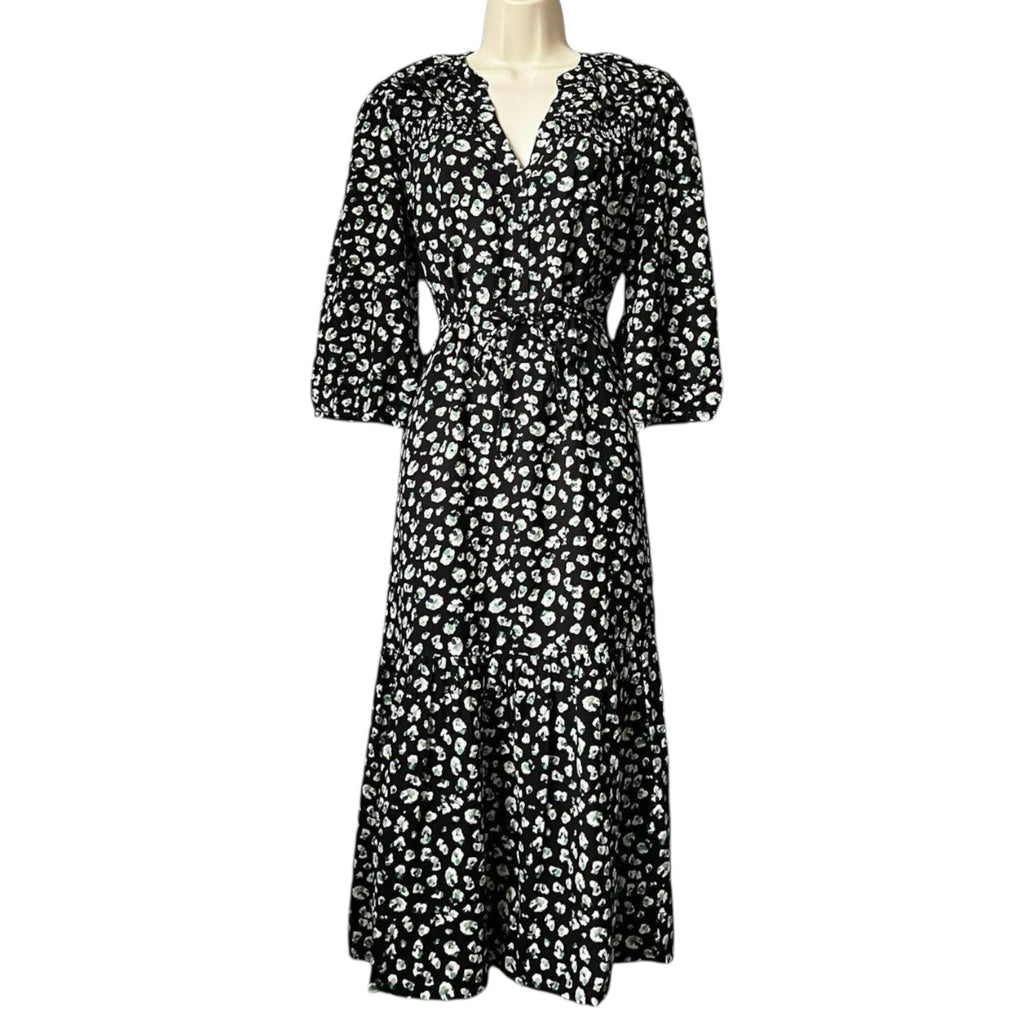 Ba&sh Bowie Ditsy Floral Midi Dress – Black, Size 2 (UK10)