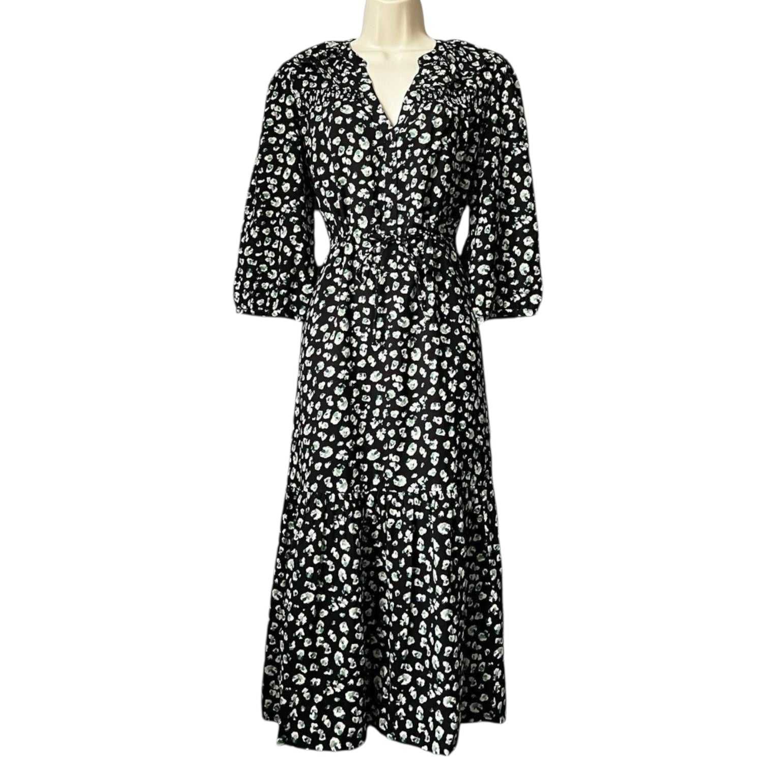 Ba&sh Bowie Ditsy Floral Midi Dress – Black, Size 2 (UK10)
