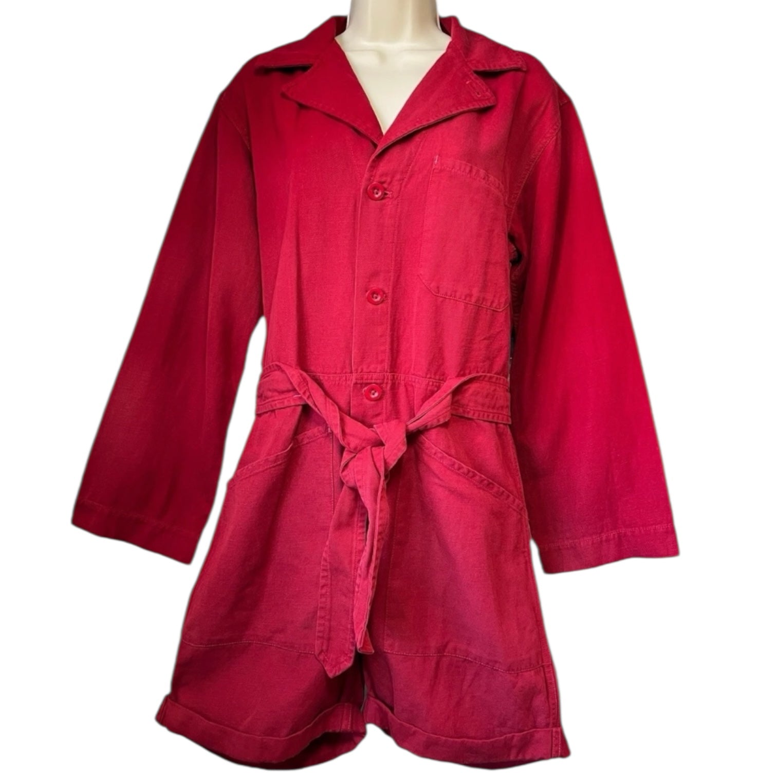 Nili Lotan Ariana Cotton-Linen Relaxed Jumpsuit - Red, XS