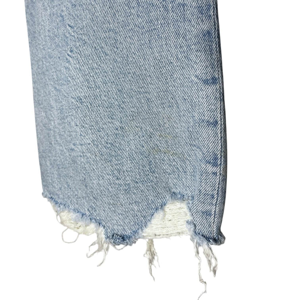 Agolde Riley Crop High Rise Straight Jeans – Distressed Raw Hem, Bitter, Size 24 – pre-loved