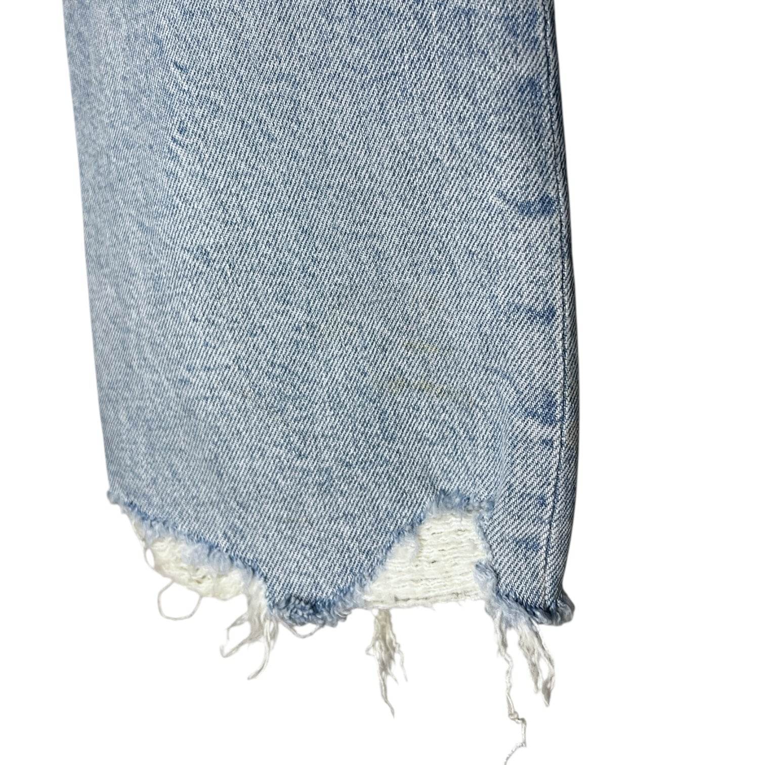 Agolde Riley Crop High Rise Straight Jeans – Distressed Raw Hem, Bitter, Size 24 – pre-loved