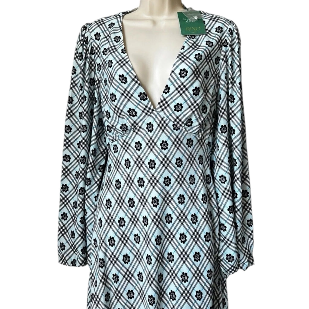 Rixo Nadia Floral Check Maxi Dress – Open Back, L