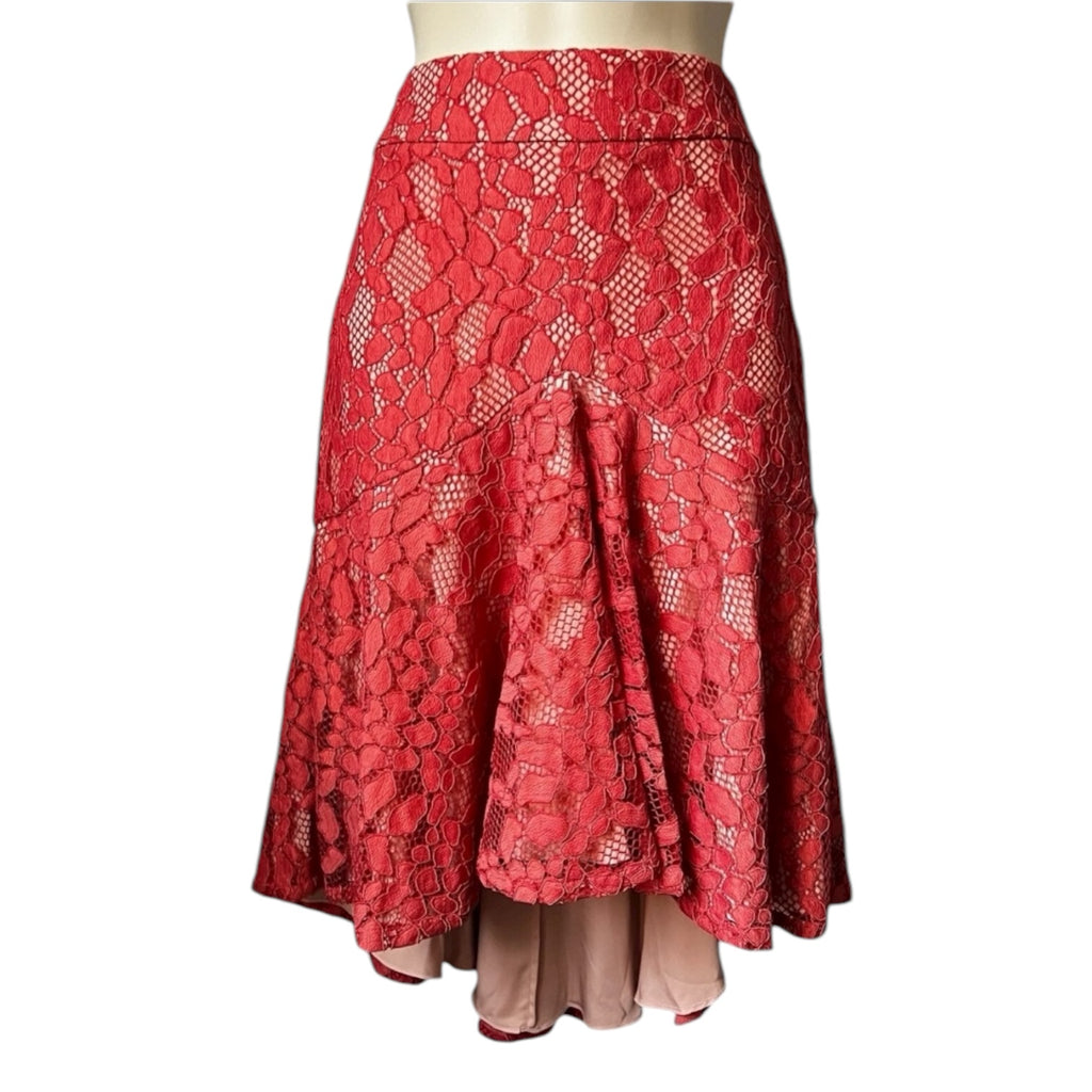 Alexis Asymmetrical Lace Mini Skirt – M